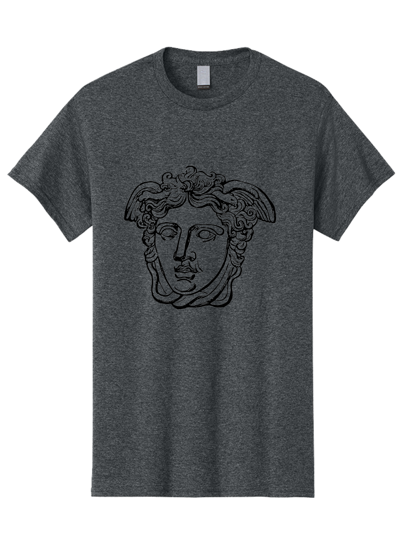 Hermes-Head Men'S Graphic Tee, 100% Cotton, Comfortable Casual Summer Wear, Machine Washable, Classical Art, Greek Mythology, Hermes Statue, Winged Head, Curly Hair, Elegant Design, Minimalist Illustration, Ancient Greece -  Aaa543 7