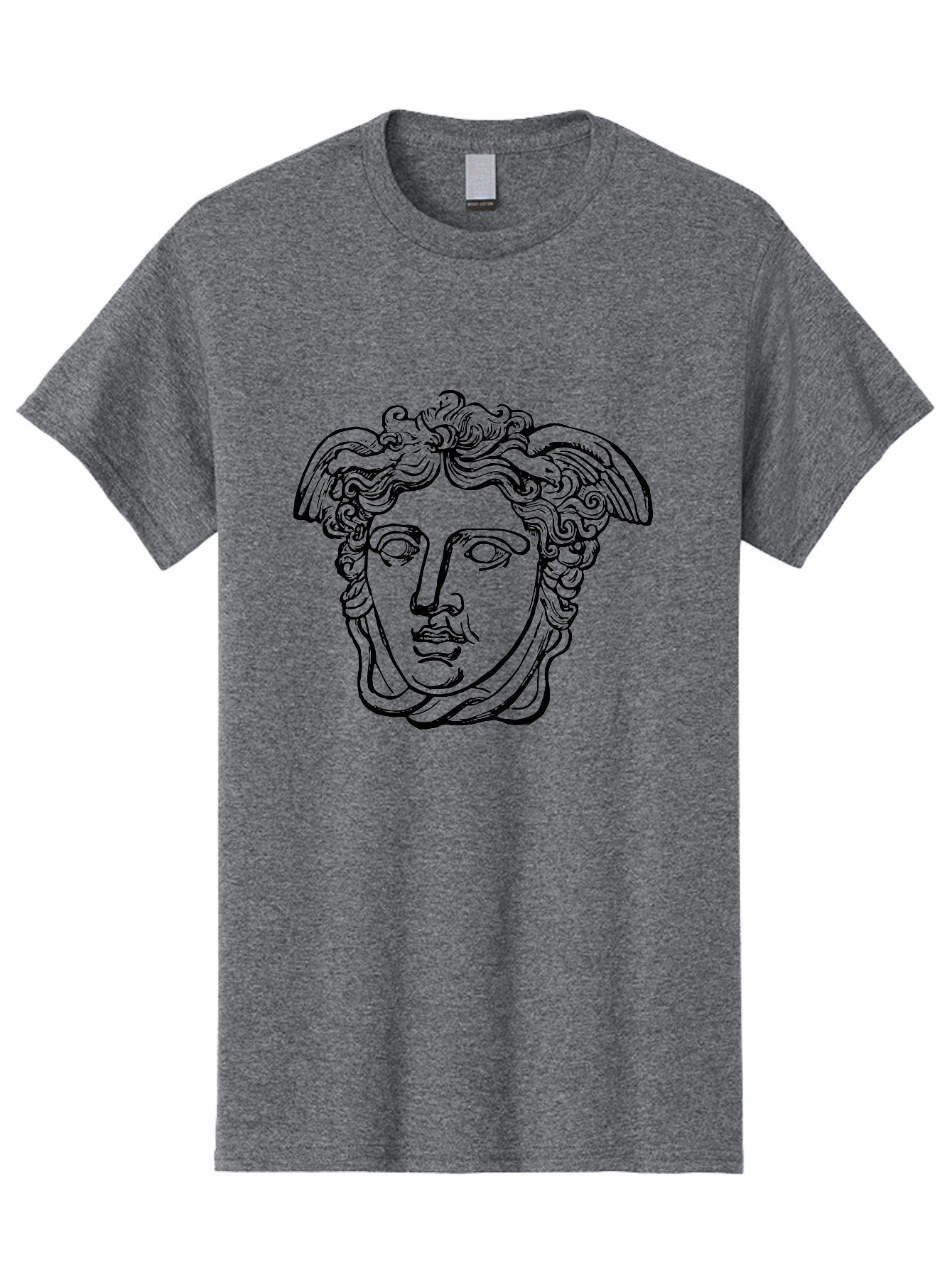 Hermes-Head Men'S Graphic Tee, 100% Cotton, Comfortable Casual Summer Wear, Machine Washable, Classical Art, Greek Mythology, Hermes Statue, Winged Head, Curly Hair, Elegant Design, Minimalist Illustration, Ancient Greece -  Aaa543 9