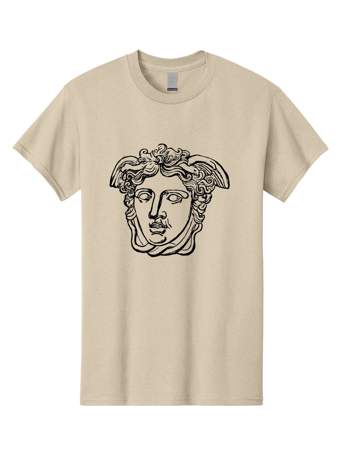 Hermes-Head Men'S Graphic Tee, 100% Cotton, Comfortable Casual Summer Wear, Machine Washable, Classical Art, Greek Mythology, Hermes Statue, Winged Head, Curly Hair, Elegant Design, Minimalist Illustration, Ancient Greece -  Aaa543 27