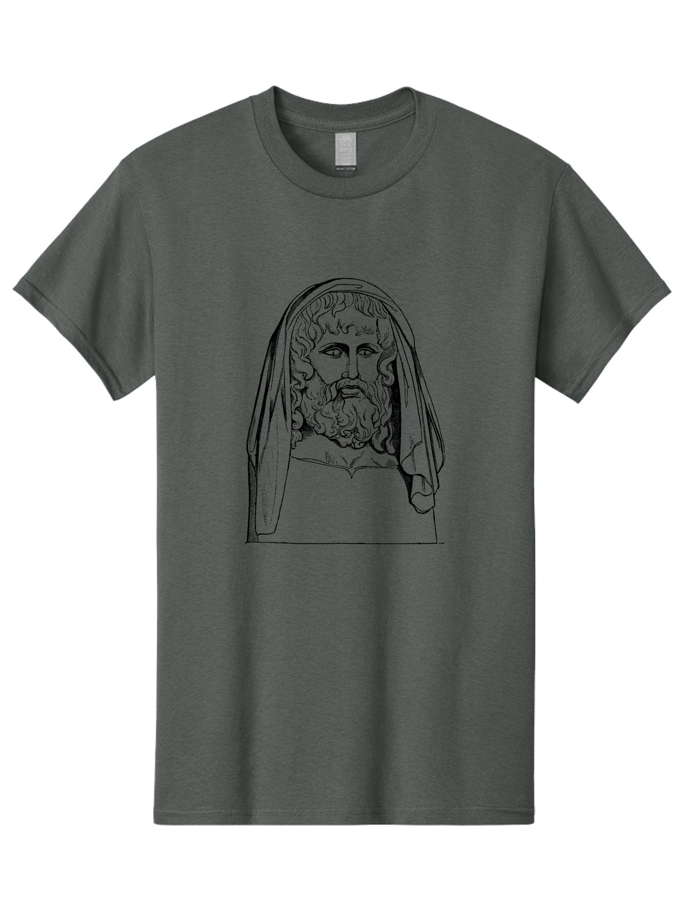 Homer Men'S Graphic Tee, 100% Cotton, Comfortable Casual Summer Wear, Machine Washable, Classical Illustration, Ancient Greek Poet, Bearded Man, Curly Hair, Hooded Figure, Literary Figure, Historical Portrait, Vintage Artwork, -  Aaa544 5