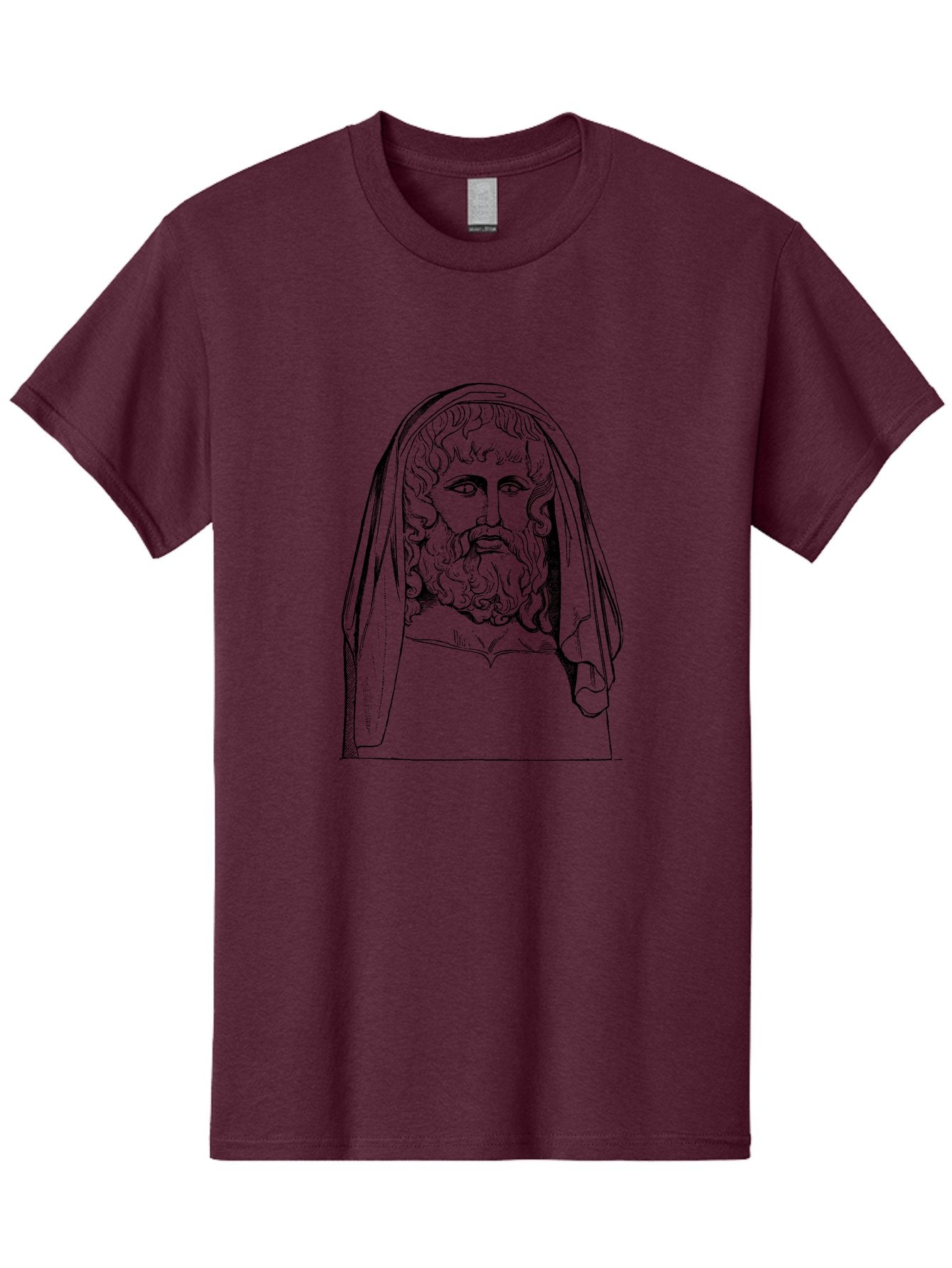Homer Men'S Graphic Tee, 100% Cotton, Comfortable Casual Summer Wear, Machine Washable, Classical Illustration, Ancient Greek Poet, Bearded Man, Curly Hair, Hooded Figure, Literary Figure, Historical Portrait, Vintage Artwork, -  Aaa544 7
