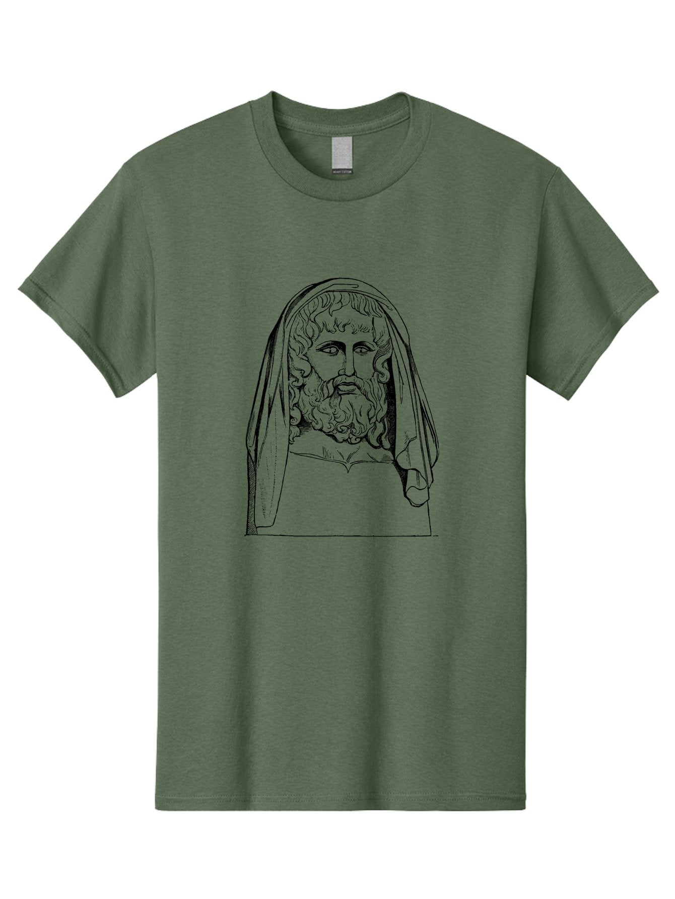 Homer Men'S Graphic Tee, 100% Cotton, Comfortable Casual Summer Wear, Machine Washable, Classical Illustration, Ancient Greek Poet, Bearded Man, Curly Hair, Hooded Figure, Literary Figure, Historical Portrait, Vintage Artwork, -  Aaa544 27