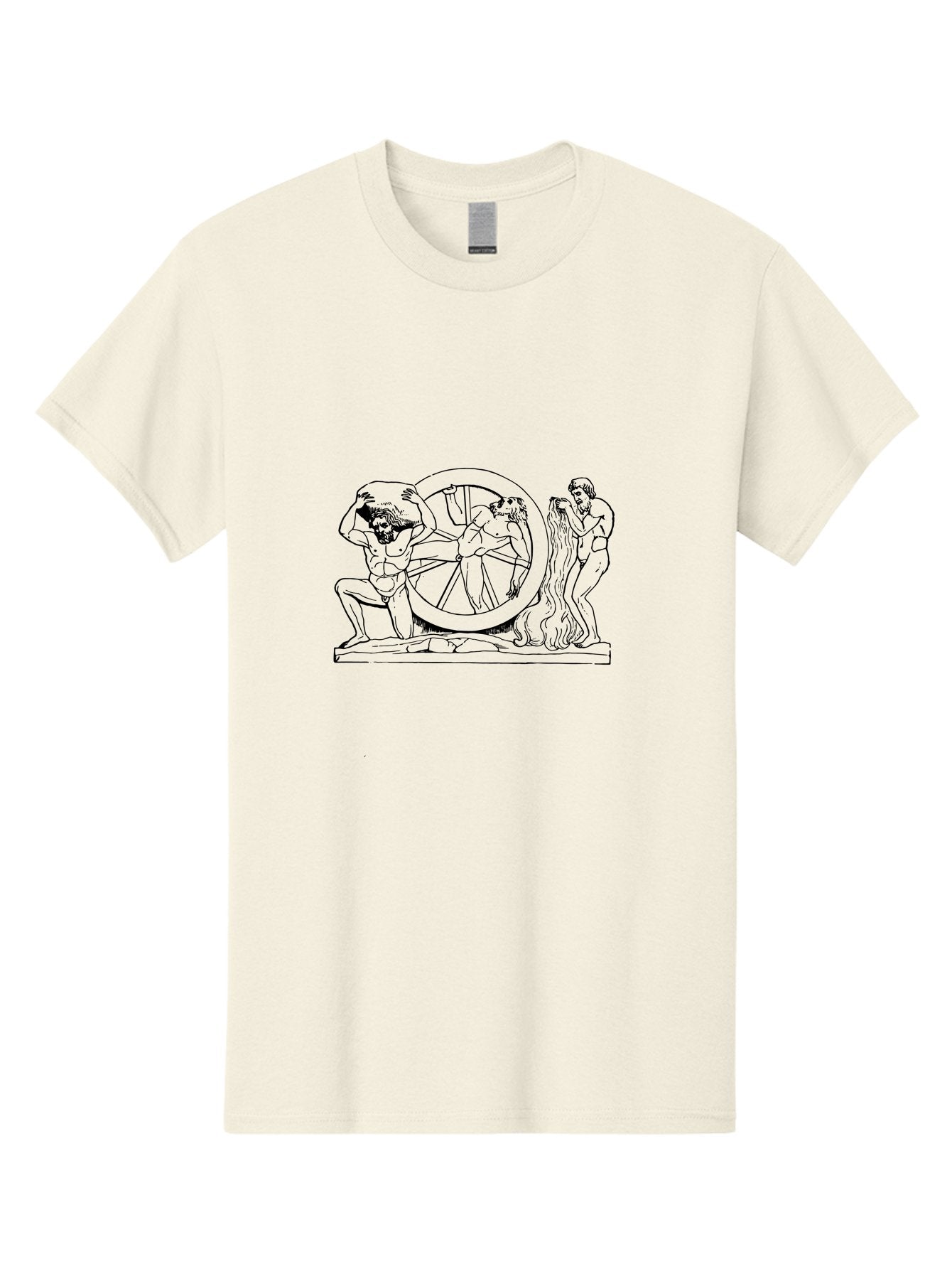 Ixion Men'S Graphic Tee, 100% Cotton, Comfortable Casual Summer Wear, Machine Washable, Ixion On The Wheel, Greek Mythology, Ancient Greece, Mythological Creatures, Torment, Punishment, Classical Art, Historical Illustration, Black Outline, -  Aaa545 5