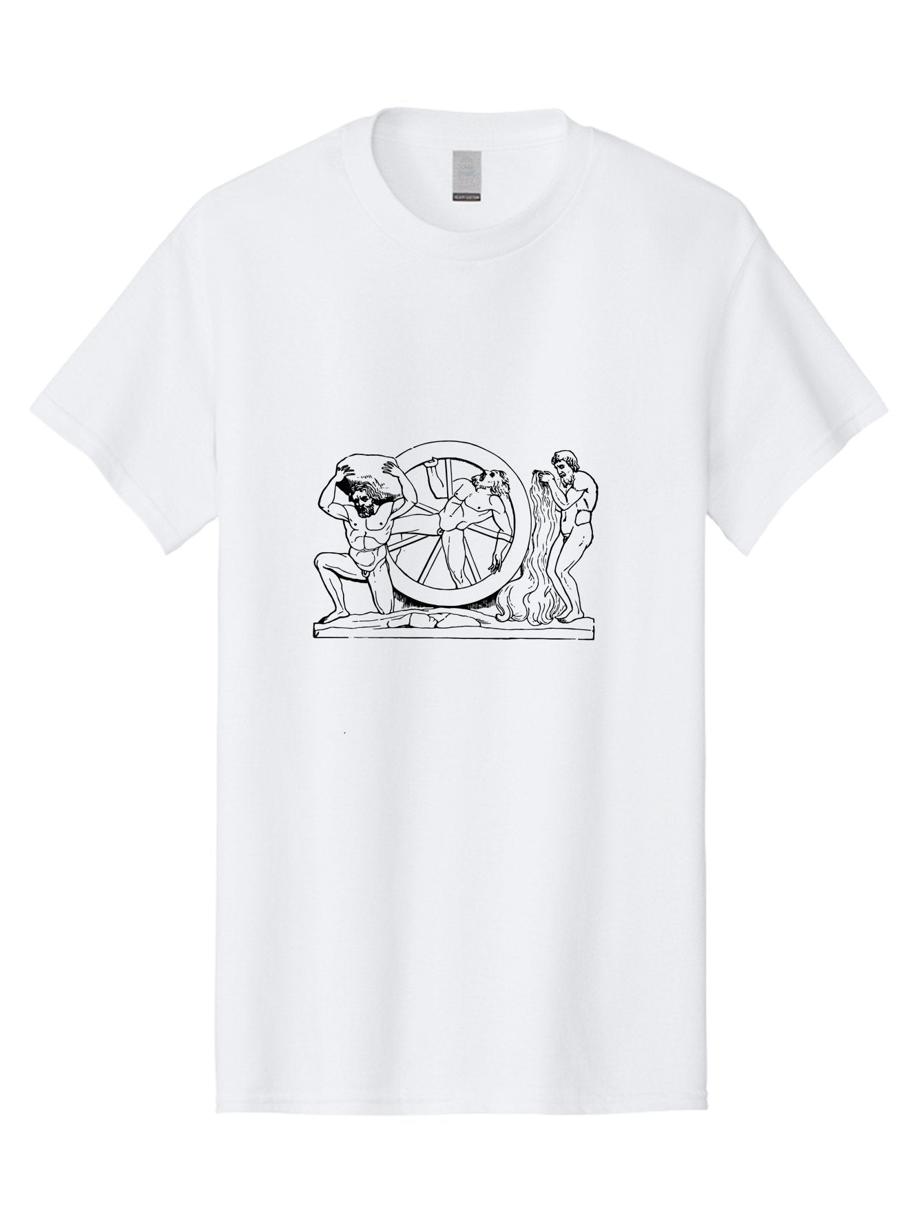 Ixion Men'S Graphic Tee, 100% Cotton, Comfortable Casual Summer Wear, Machine Washable, Ixion On The Wheel, Greek Mythology, Ancient Greece, Mythological Creatures, Torment, Punishment, Classical Art, Historical Illustration, Black Outline, -  Aaa545 13