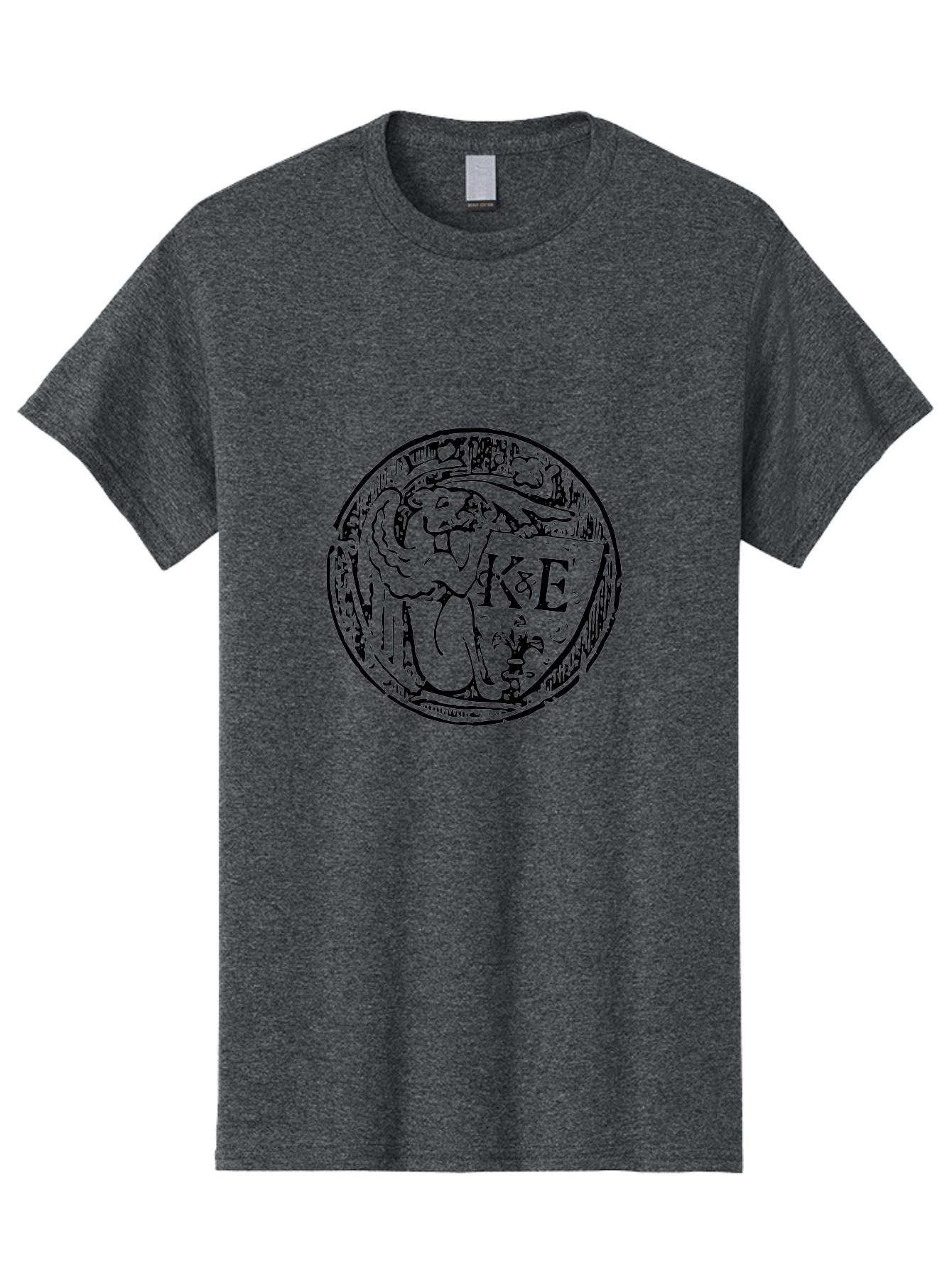 Ke-Logo Men'S Graphic Tee, 100% Cotton, Comfortable Casual Summer Wear, Machine Washable, Black Logo, Angel Holding Shield, 'Ke' Emblem, Circular Design, Mystical Symbol, Medieval Art, Gothic Style, Mysterious Figure, Artistic Logo -  Aaa546 7