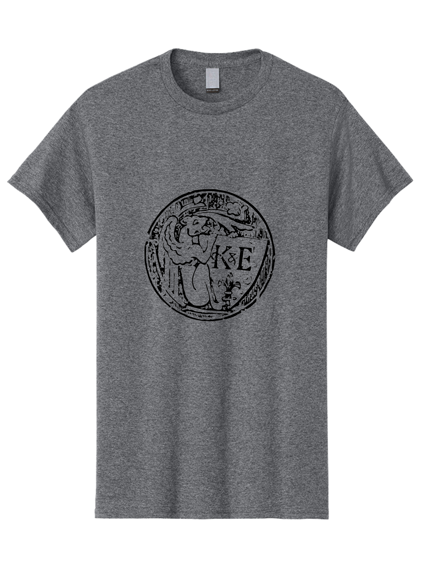 Ke-Logo Men'S Graphic Tee, 100% Cotton, Comfortable Casual Summer Wear, Machine Washable, Black Logo, Angel Holding Shield, 'Ke' Emblem, Circular Design, Mystical Symbol, Medieval Art, Gothic Style, Mysterious Figure, Artistic Logo -  Aaa546 9