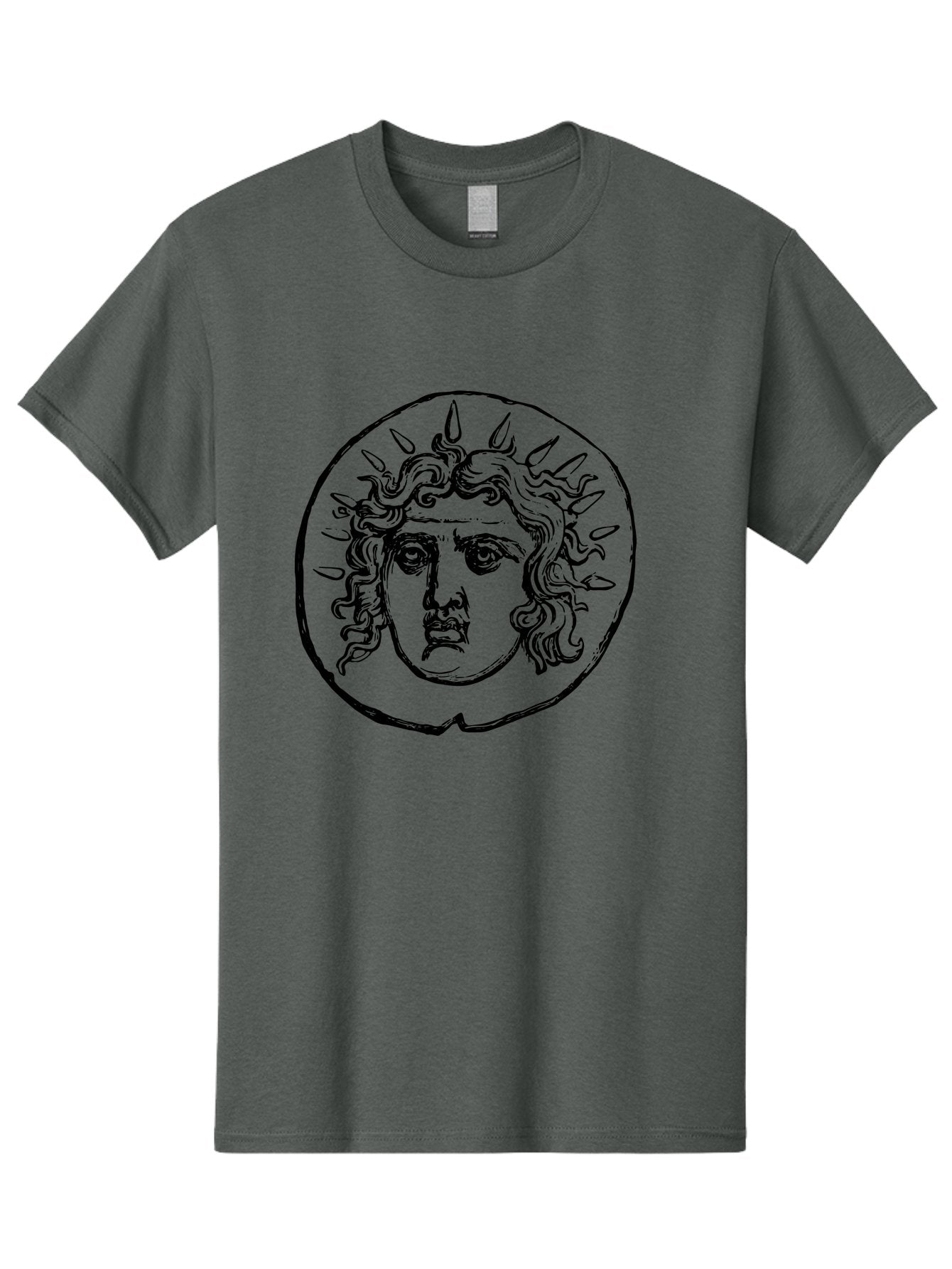Medusa-Coin Men'S Graphic Tee, 100% Cotton, Comfortable Casual Summer Wear, Machine Washable, Medusa Head, Gorgon Myth, Curly Hair, Intense Gaze, Mythological Creature, Ancient Symbolism, Mystical Power, Gothic Style, Mythical Being, -  Aaa550 5