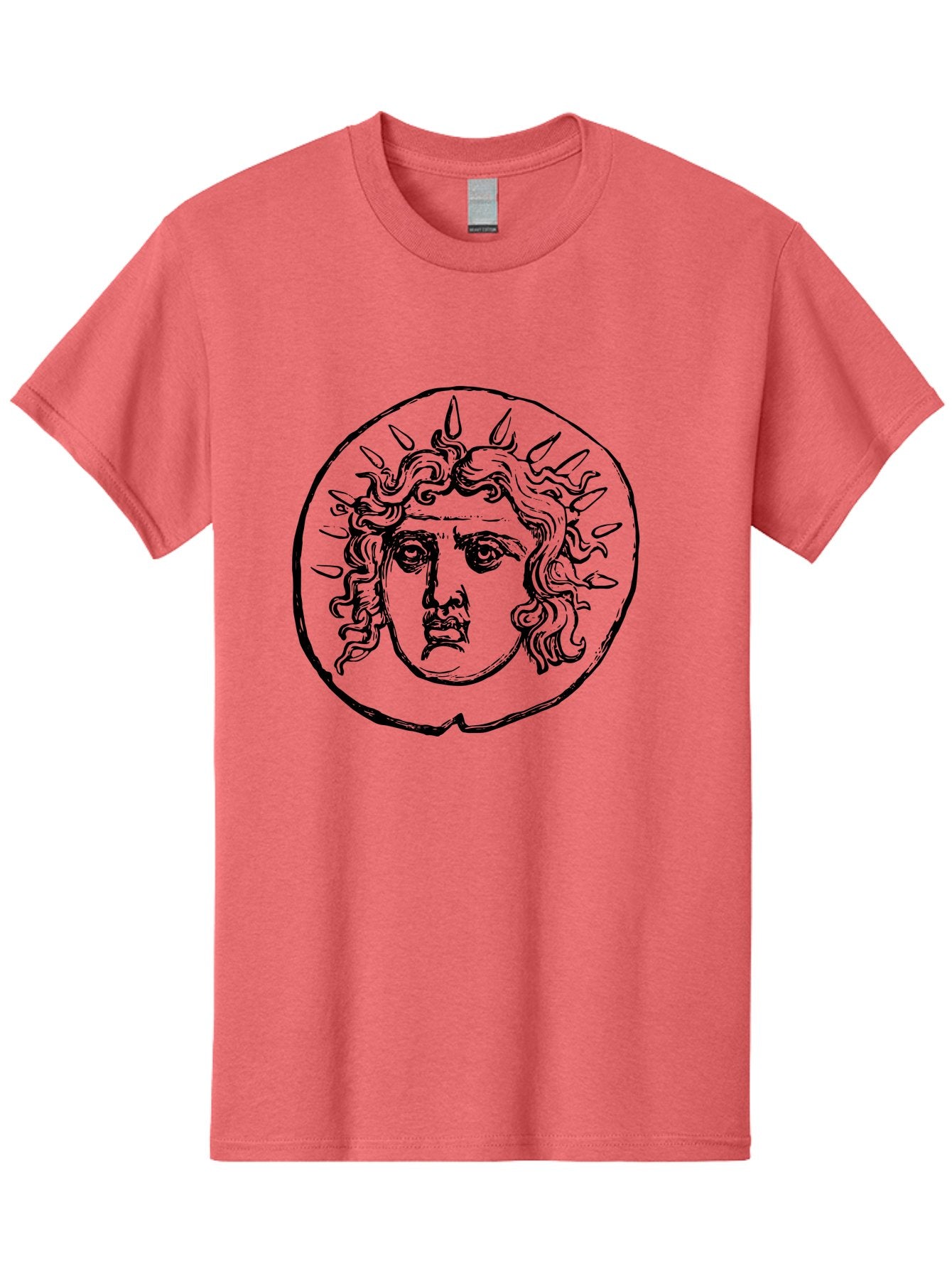 Medusa-Coin Men'S Graphic Tee, 100% Cotton, Comfortable Casual Summer Wear, Machine Washable, Medusa Head, Gorgon Myth, Curly Hair, Intense Gaze, Mythological Creature, Ancient Symbolism, Mystical Power, Gothic Style, Mythical Being, -  Aaa550 3