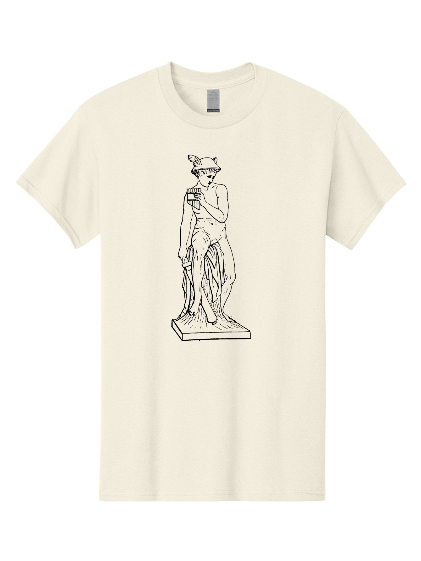 Mercury-Statue Men'S Graphic Tee, 100% Cotton, Comfortable Casual Summer Wear, Machine Washable, Classical Greek Statue, Male Figure, Draped Clothing, Mythological Symbol, Ancient Art, Greek God, Symbolic Representation, Cultural Heritage, -  Aaa551 15