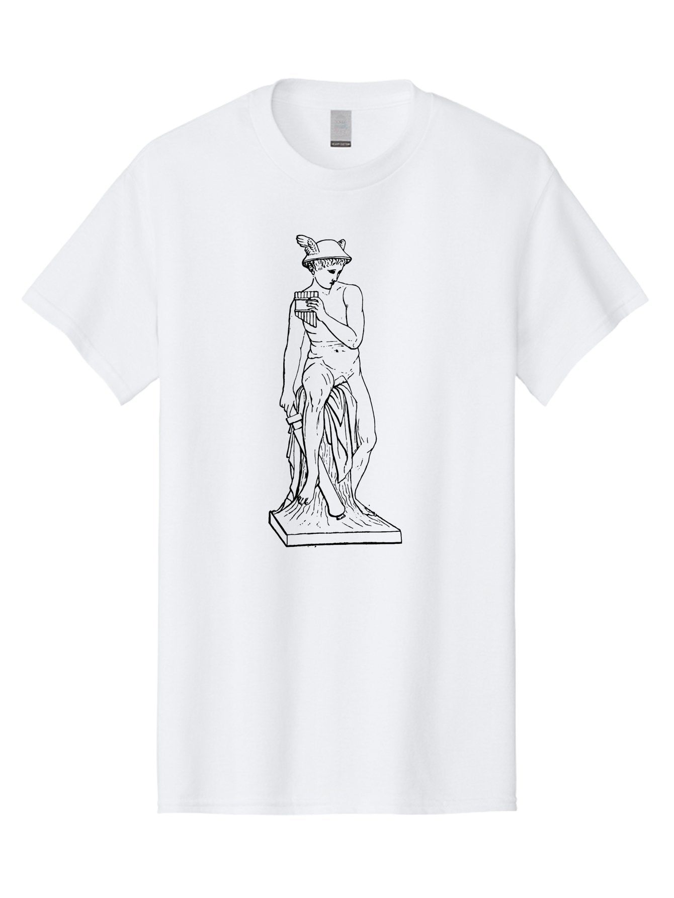 Mercury-Statue Men'S Graphic Tee, 100% Cotton, Comfortable Casual Summer Wear, Machine Washable, Classical Greek Statue, Male Figure, Draped Clothing, Mythological Symbol, Ancient Art, Greek God, Symbolic Representation, Cultural Heritage, -  Aaa551 21