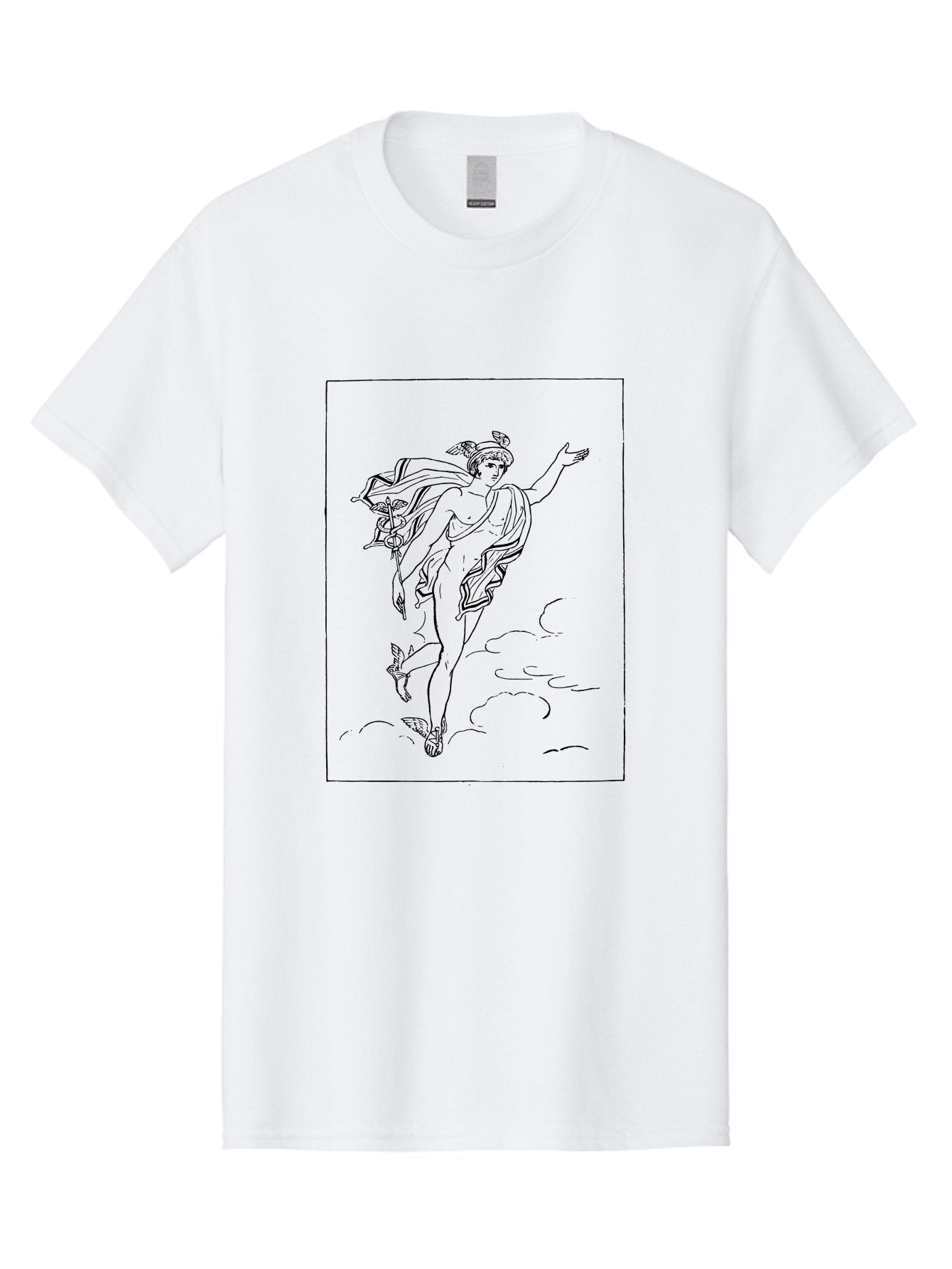 Nike-Adjusting-Her-Sandal Men'S Graphic Tee, 100% Cotton, Comfortable Casual Summer Wear, Machine Washable, Classical Art, Greek Goddess, Nike, Winged Figure, Flowing Robes, Sandals, Elegant Pose, Black Line Drawing, Minimalist Style, -  Aaa552 27