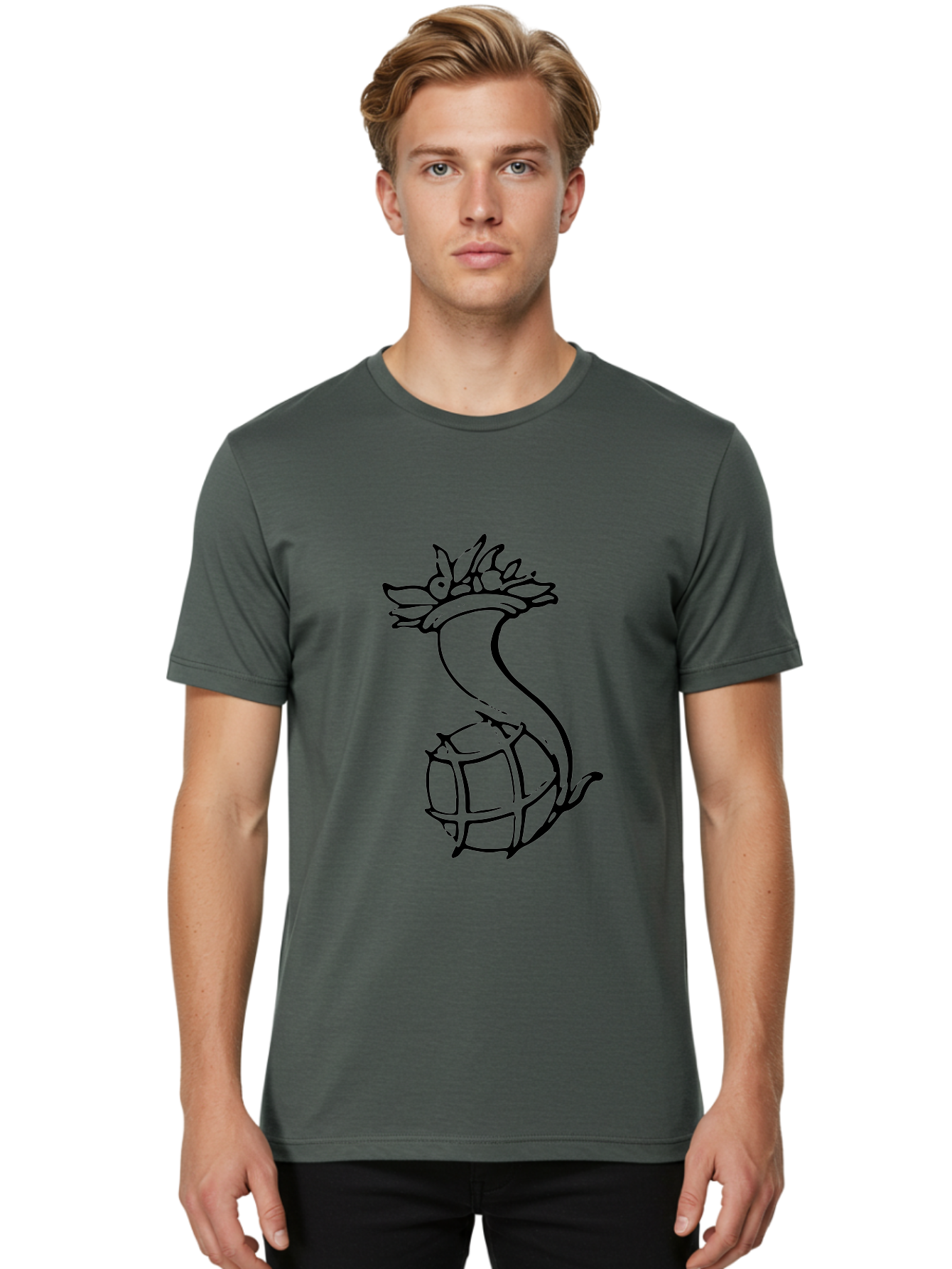 Pineapple-Grenade Men'S Graphic Tee, 100% Cotton, Comfortable Casual Summer Wear, Machine Washable, Pineapple Grenade, Cartoon Illustration, Simple Line Art, Fruit And Warfare, Humorous Design, Playful Twist, Comical Art -  Aaa556 4