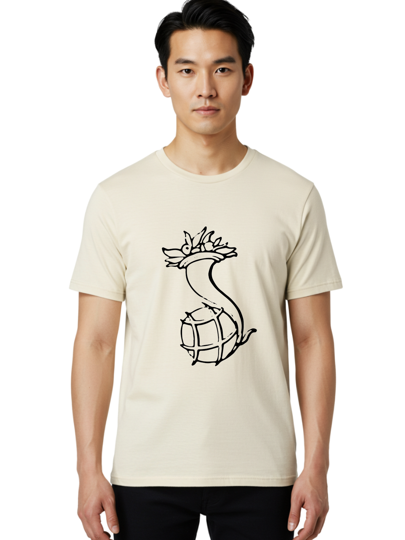 Pineapple-Grenade Men'S Graphic Tee, 100% Cotton, Comfortable Casual Summer Wear, Machine Washable, Pineapple Grenade, Cartoon Illustration, Simple Line Art, Fruit And Warfare, Humorous Design, Playful Twist, Comical Art -  Aaa556 18