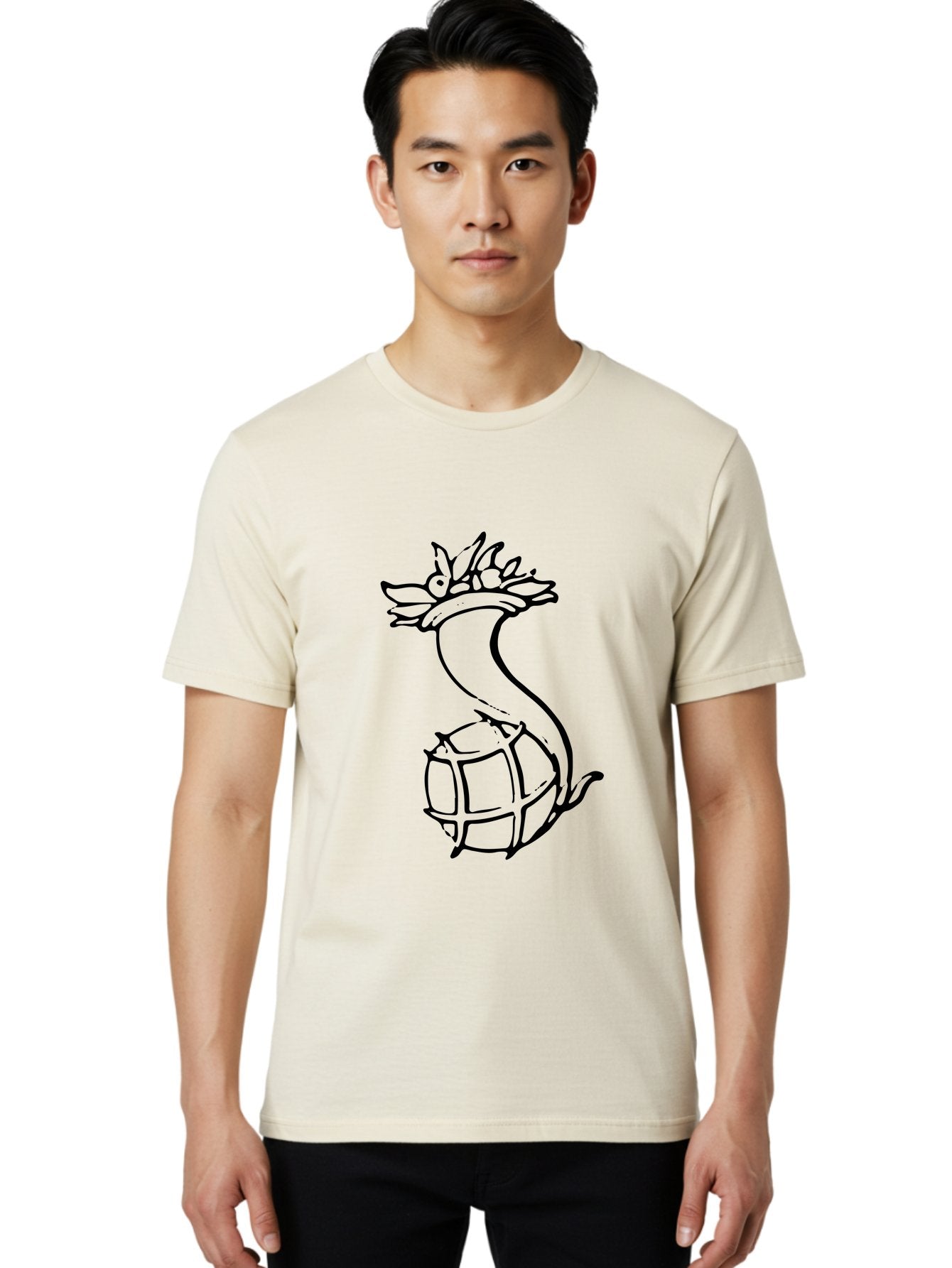 Pineapple-Grenade Men'S Graphic Tee, 100% Cotton, Comfortable Casual Summer Wear, Machine Washable, Pineapple Grenade, Cartoon Illustration, Simple Line Art, Fruit And Warfare, Humorous Design, Playful Twist, Comical Art -  Aaa556 14