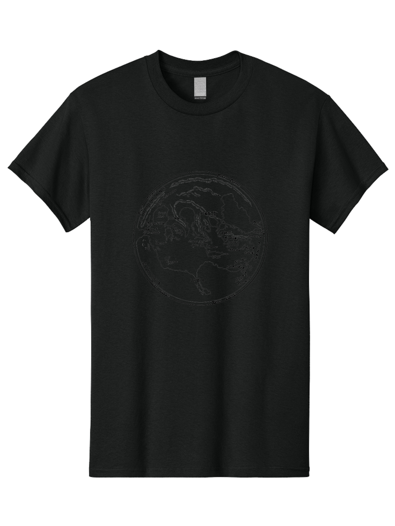 Ptolemy-World-Map Men'S Graphic Tee, 100% Cotton, Comfortable Casual Summer Wear, Machine Washable, Vintage Globe, World Map, Geographic Illustration, Antique Cartography, Historical Regions, Classical Geography, Old World Map, -  Aaa557 21