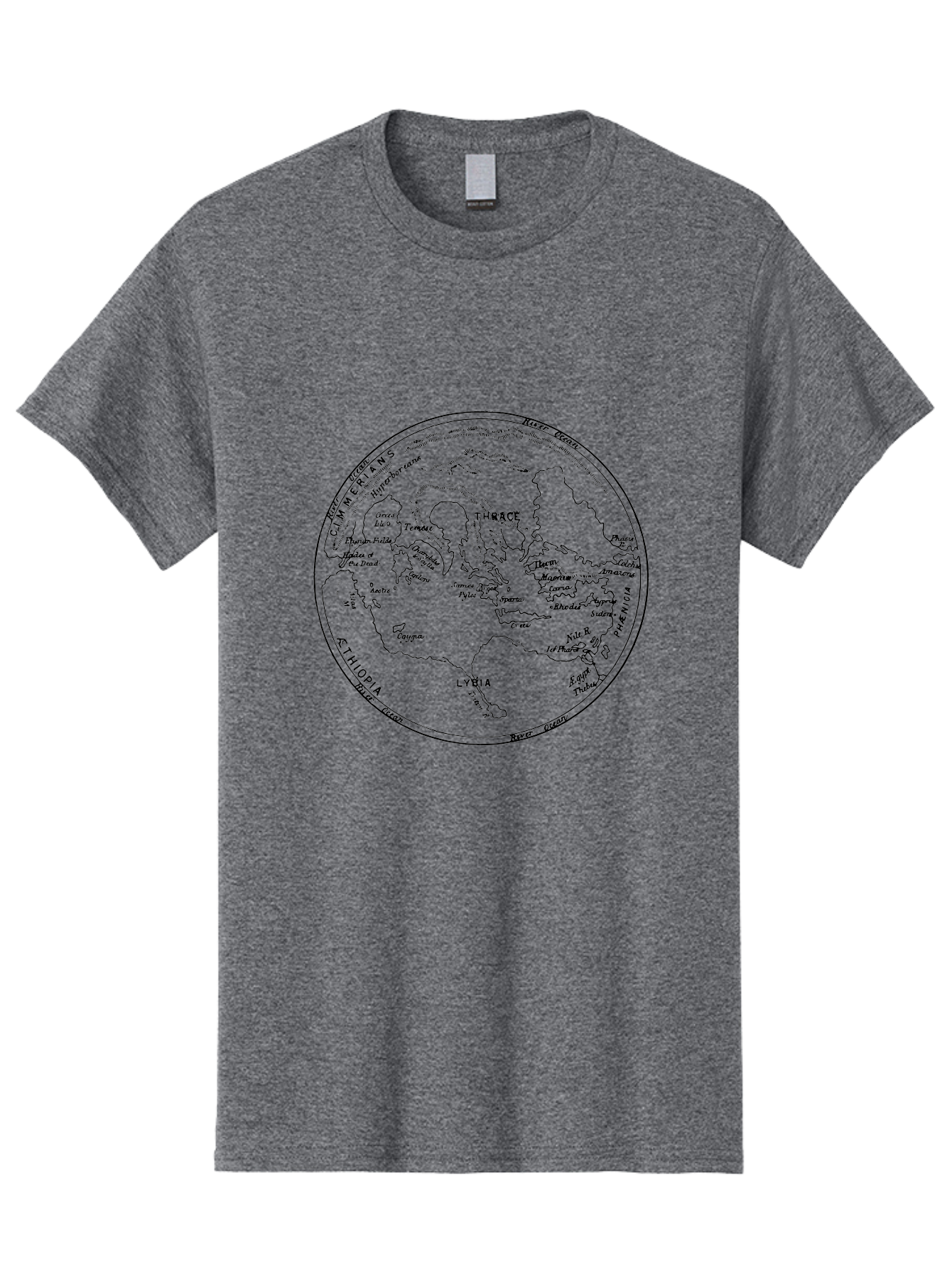 Ptolemy-World-Map Men'S Graphic Tee, 100% Cotton, Comfortable Casual Summer Wear, Machine Washable, Vintage Globe, World Map, Geographic Illustration, Antique Cartography, Historical Regions, Classical Geography, Old World Map, -  Aaa557 5