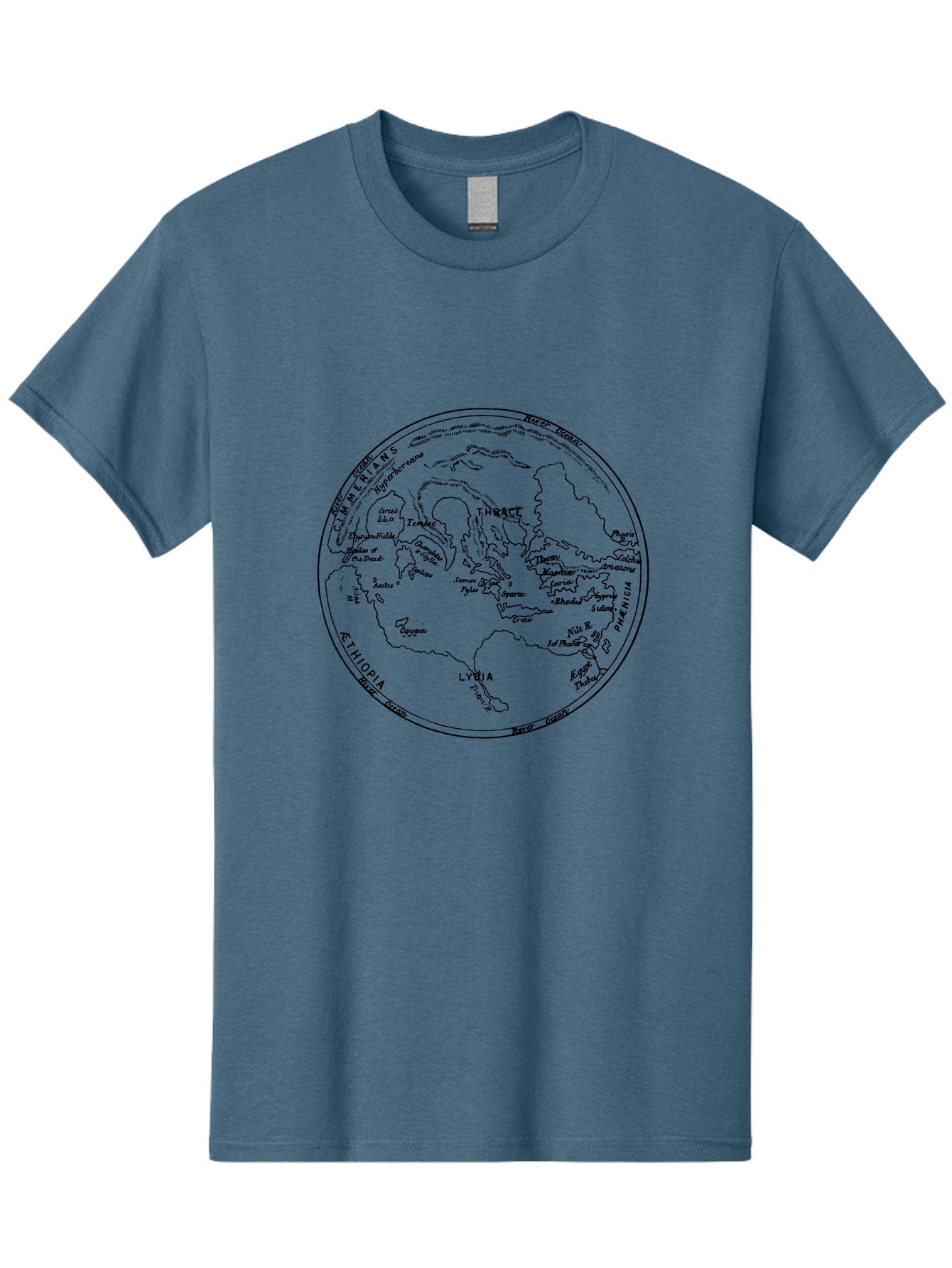 Ptolemy-World-Map Men'S Graphic Tee, 100% Cotton, Comfortable Casual Summer Wear, Machine Washable, Vintage Globe, World Map, Geographic Illustration, Antique Cartography, Historical Regions, Classical Geography, Old World Map, -  Aaa557 7