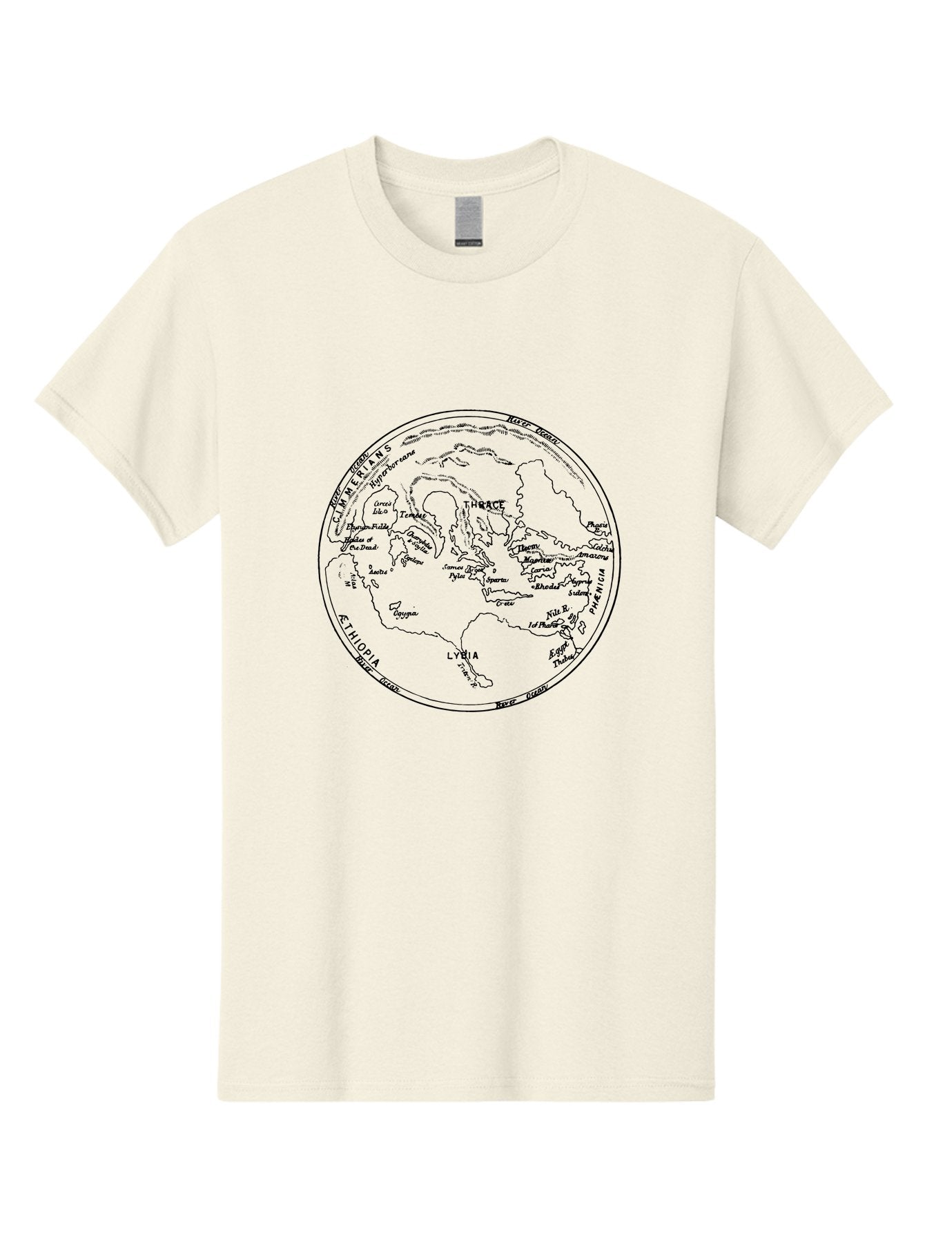 Ptolemy-World-Map Men'S Graphic Tee, 100% Cotton, Comfortable Casual Summer Wear, Machine Washable, Vintage Globe, World Map, Geographic Illustration, Antique Cartography, Historical Regions, Classical Geography, Old World Map, -  Aaa557 9