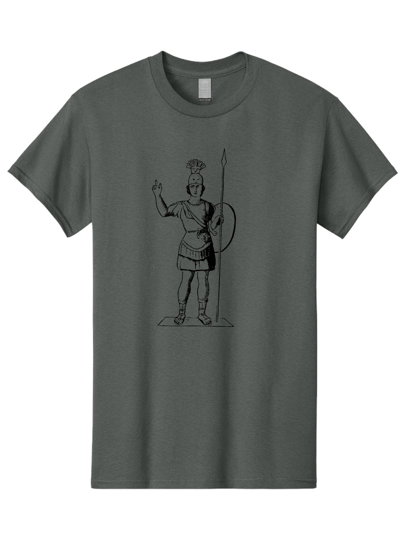 Roman-Soldier Men'S Graphic Tee, 100% Cotton, Comfortable Casual Summer Wear, Machine Washable, Roman Warrior, Ancient Armor, Spear And Shield, Classical Illustration, Historical Figure, Vintage Art, Ancient Rome, Soldier Statue -  Aaa558 29
