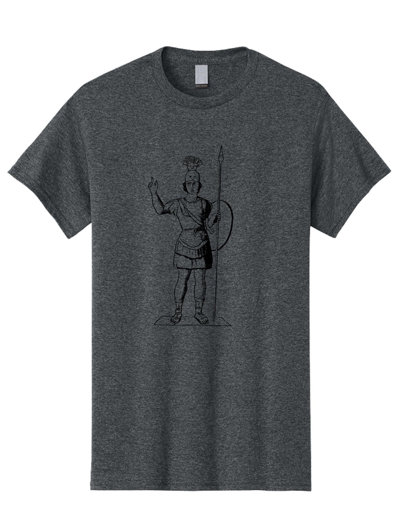 Roman-Soldier Men'S Graphic Tee, 100% Cotton, Comfortable Casual Summer Wear, Machine Washable, Roman Warrior, Ancient Armor, Spear And Shield, Classical Illustration, Historical Figure, Vintage Art, Ancient Rome, Soldier Statue -  Aaa558