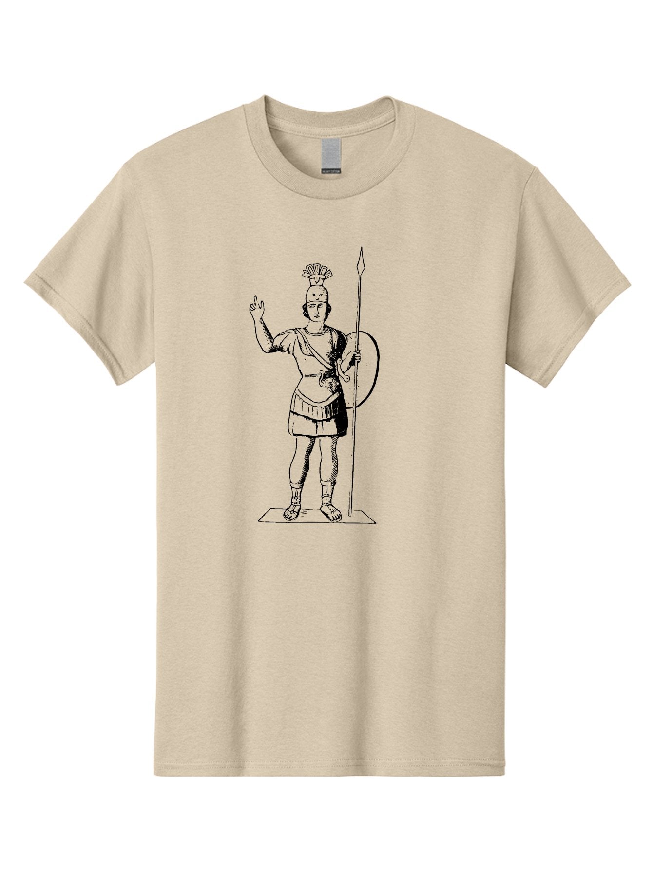 Roman-Soldier Men'S Graphic Tee, 100% Cotton, Comfortable Casual Summer Wear, Machine Washable, Roman Warrior, Ancient Armor, Spear And Shield, Classical Illustration, Historical Figure, Vintage Art, Ancient Rome, Soldier Statue -  Aaa558 15