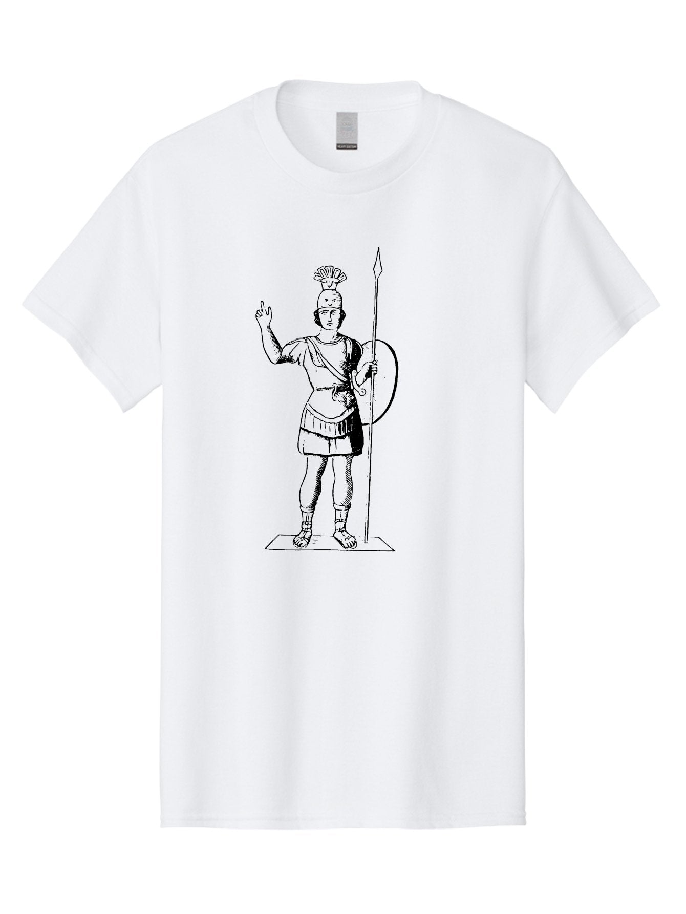 Roman-Soldier Men'S Graphic Tee, 100% Cotton, Comfortable Casual Summer Wear, Machine Washable, Roman Warrior, Ancient Armor, Spear And Shield, Classical Illustration, Historical Figure, Vintage Art, Ancient Rome, Soldier Statue -  Aaa558 13