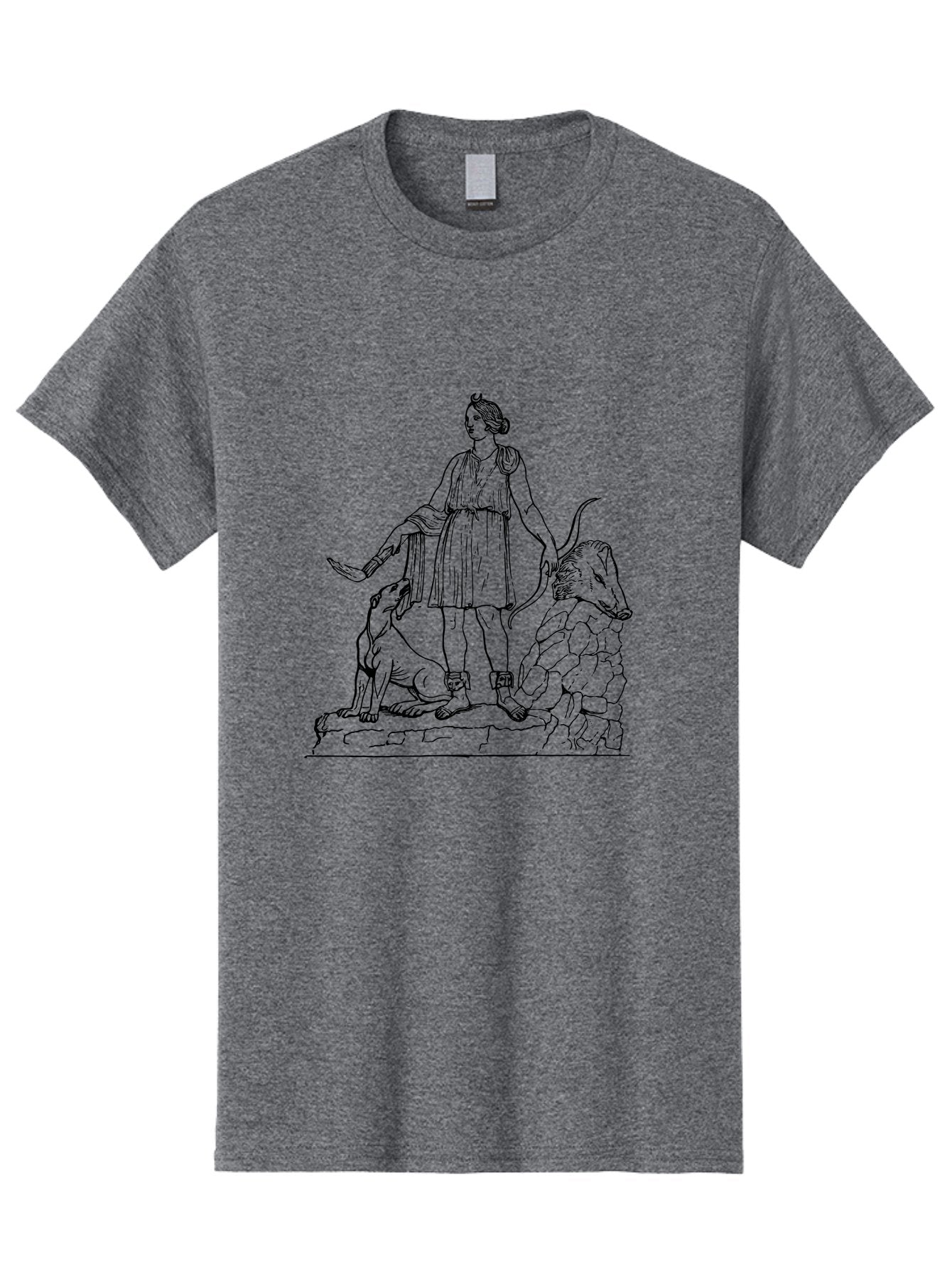 Shepherd-With-Dog-And-Sheep Men'S Graphic Tee, 100% Cotton, Comfortable Casual Summer Wear, Machine Washable, Shepherd With Dog And Sheep, Pastoral Scene, Idyllic Landscape, Rural Life, Ancient Greek Attire, Simple Line Art, Rustic Charm -  Aaa561 3