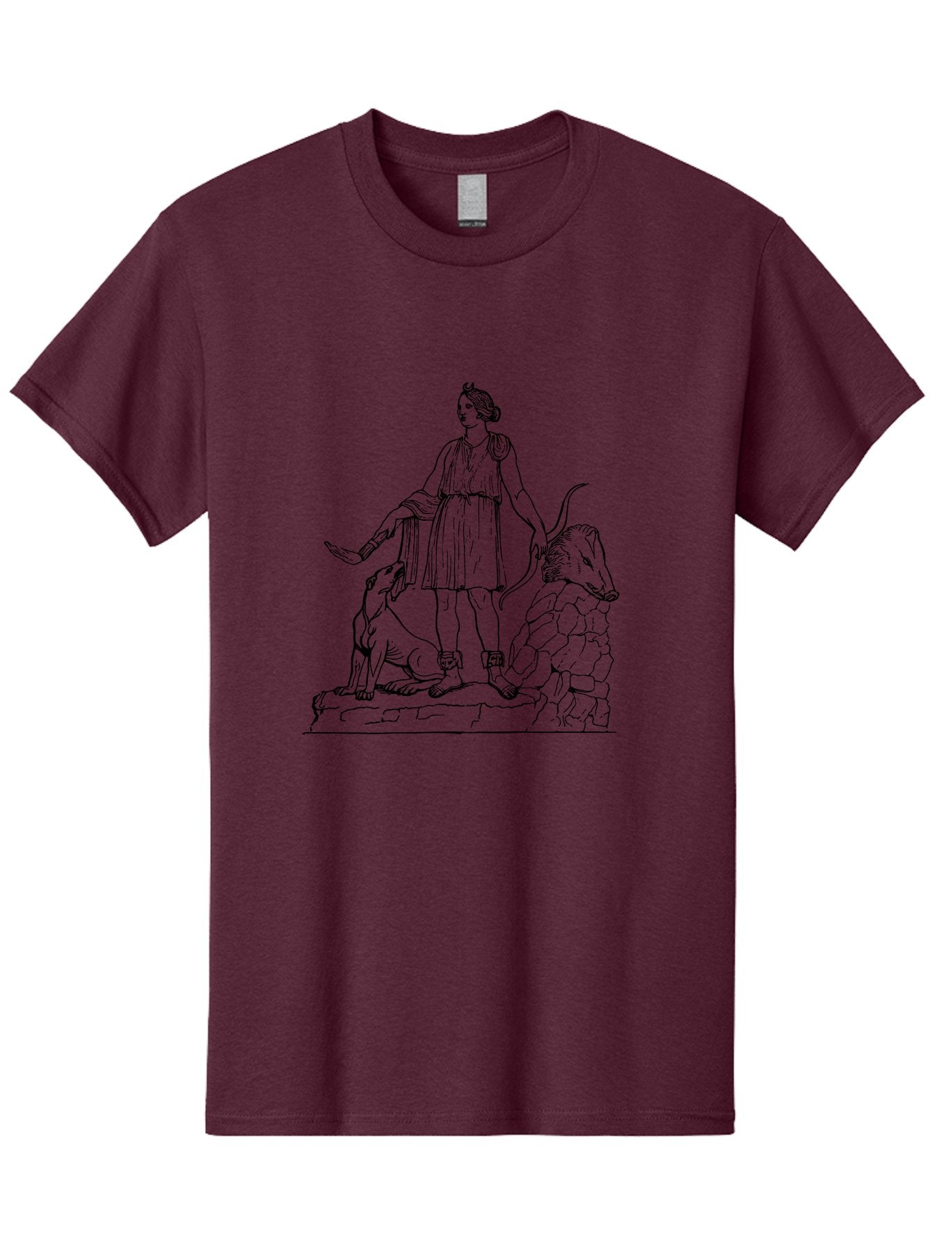 Shepherd-With-Dog-And-Sheep Men'S Graphic Tee, 100% Cotton, Comfortable Casual Summer Wear, Machine Washable, Shepherd With Dog And Sheep, Pastoral Scene, Idyllic Landscape, Rural Life, Ancient Greek Attire, Simple Line Art, Rustic Charm -  Aaa561 25