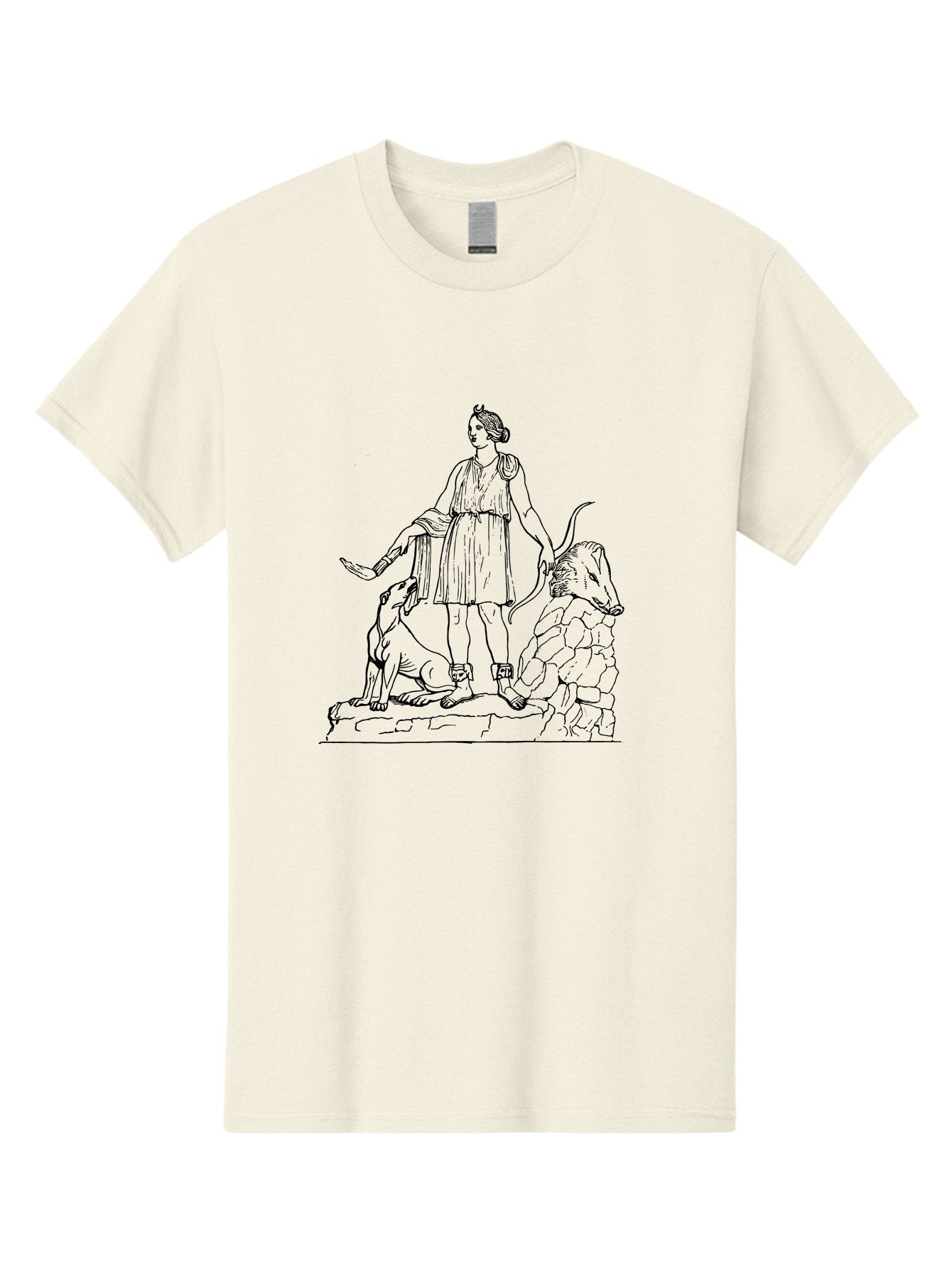Shepherd-With-Dog-And-Sheep Men'S Graphic Tee, 100% Cotton, Comfortable Casual Summer Wear, Machine Washable, Shepherd With Dog And Sheep, Pastoral Scene, Idyllic Landscape, Rural Life, Ancient Greek Attire, Simple Line Art, Rustic Charm -  Aaa561 15
