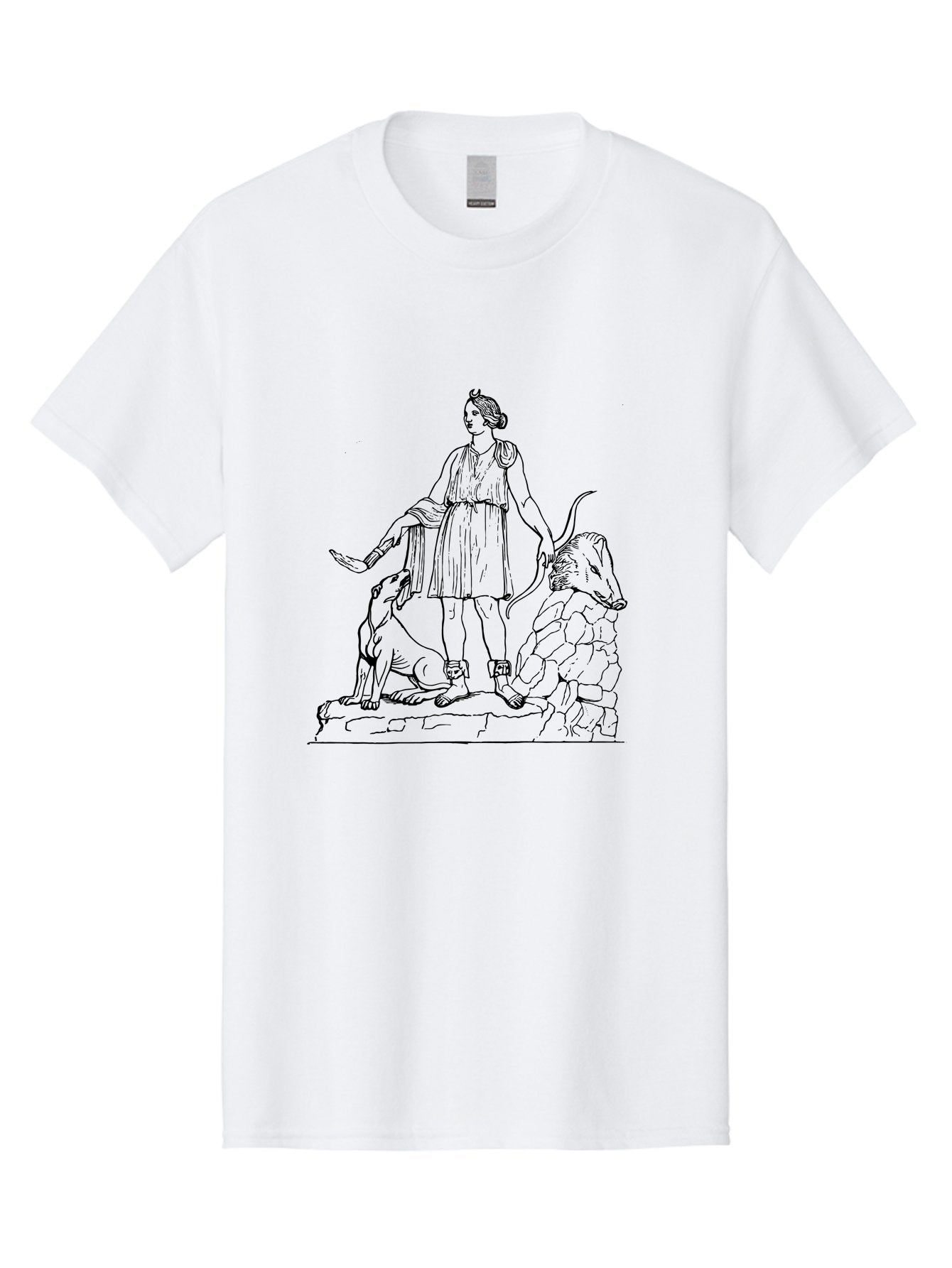 Shepherd-With-Dog-And-Sheep Men'S Graphic Tee, 100% Cotton, Comfortable Casual Summer Wear, Machine Washable, Shepherd With Dog And Sheep, Pastoral Scene, Idyllic Landscape, Rural Life, Ancient Greek Attire, Simple Line Art, Rustic Charm -  Aaa561 29