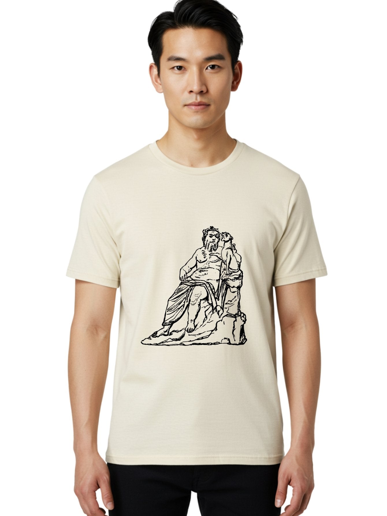 Socrates-And-Young-Man Men'S Graphic Tee, 100% Cotton, Comfortable Casual Summer Wear, Machine Washable, Socrates, Philosopher, Ancient Greek, Classical Art, Black And White Illustration, Socratic Method, Wisdom, Bearded Man, -  Aaa562 18