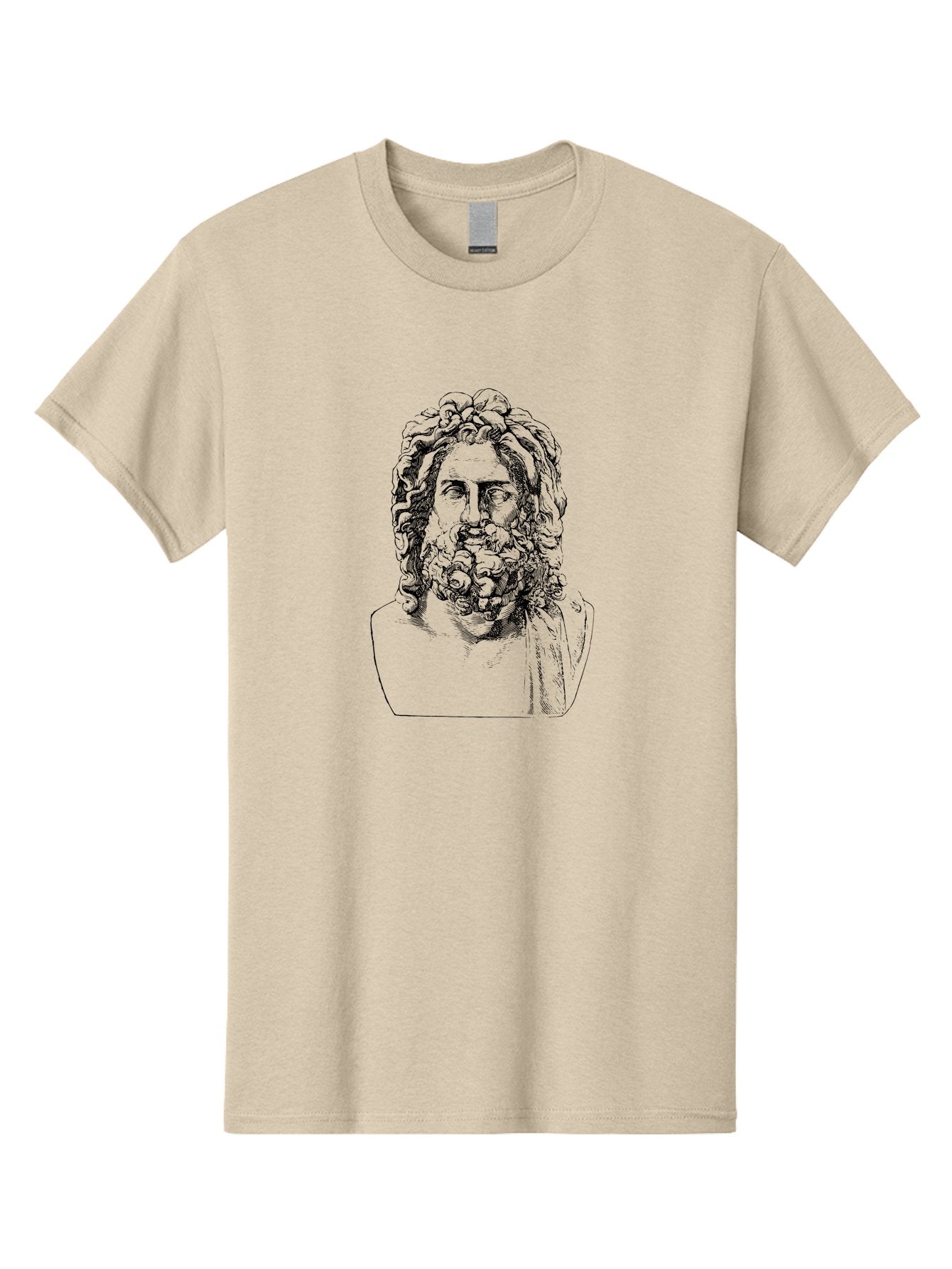 Socrates Men'S Graphic Tee, 100% Cotton, Comfortable Casual Summer Wear, Machine Washable, Classical Statue, Ancient Greek Poet, Beard And Long Hair, Detailed Bust, Artistic Representation, Historic Figure, Literary Icon, Neoclassical Art -  Aaa563 21