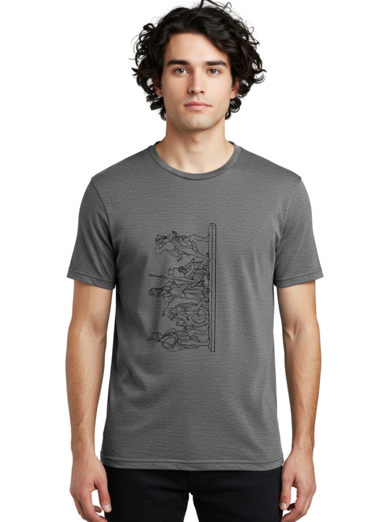 Soldiers-On-Horseback Men'S Graphic Tee, 100% Cotton, Comfortable Casual Summer Wear, Machine Washable, Soldiers Climbing Pole, Military Illustration, Line Art, Action Scene, Dynamic Movement, Historical Battle, Patriotic Artwork, -  Aaa564 18