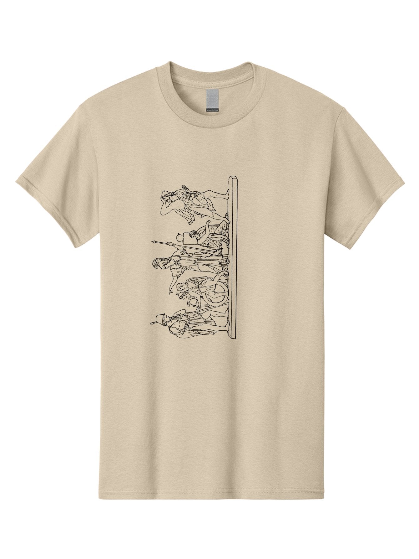 Soldiers-On-Horseback Men'S Graphic Tee, 100% Cotton, Comfortable Casual Summer Wear, Machine Washable, Soldiers Climbing Pole, Military Illustration, Line Art, Action Scene, Dynamic Movement, Historical Battle, Patriotic Artwork, -  Aaa564 13