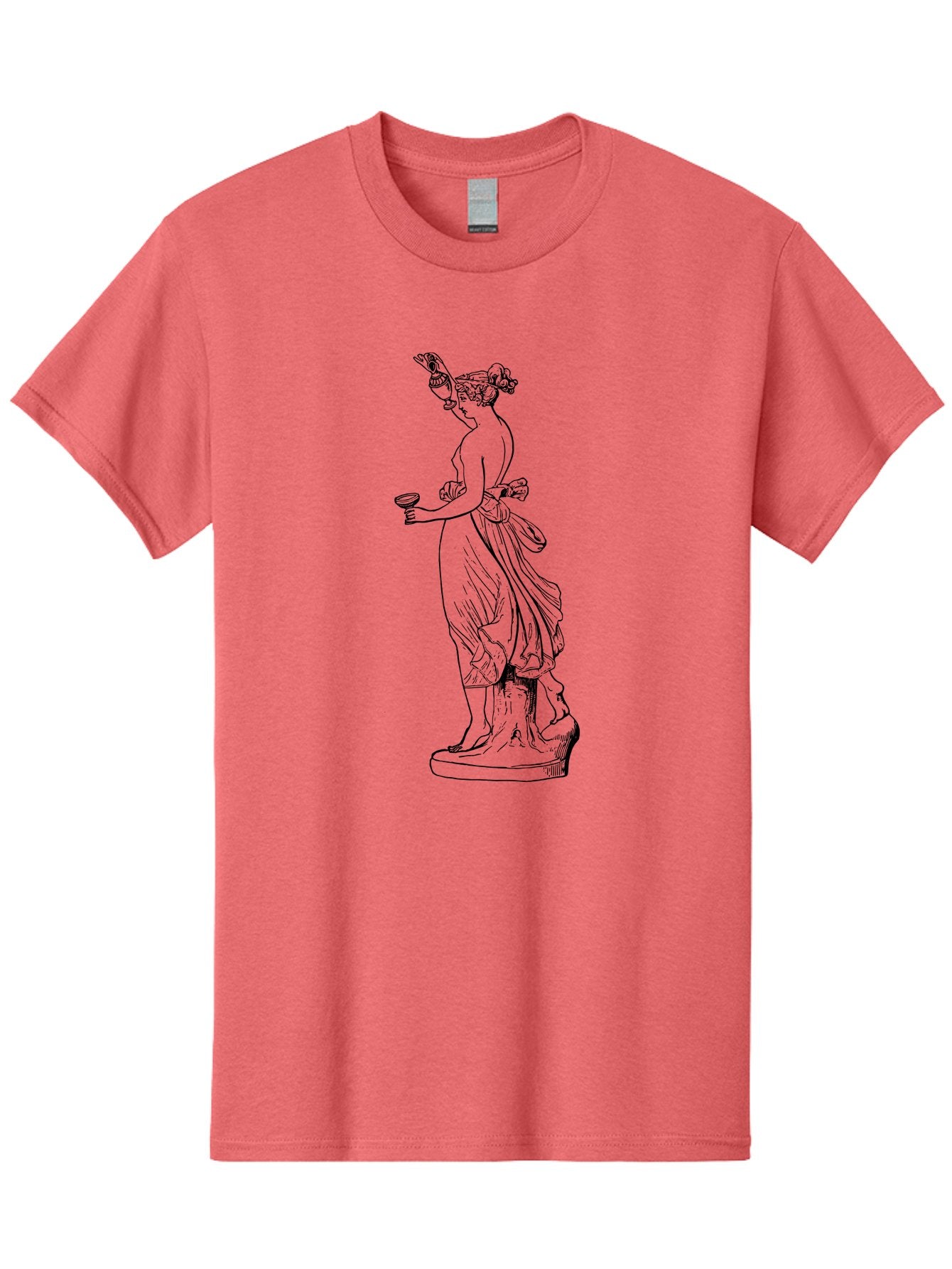 Statue-Of-Goddess Men'S Graphic Tee, 100% Cotton, Comfortable Casual Summer Wear, Machine Washable, Goddess Statue, Black Ink Drawing, Classical Attire, Flowing Robes, Ancient Deity, Figurative Art, Mythological Figure, Artistic Sketch, -  Aaa566 17