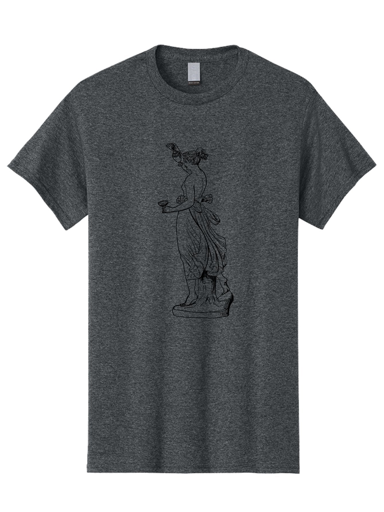 Statue-Of-Goddess Men'S Graphic Tee, 100% Cotton, Comfortable Casual Summer Wear, Machine Washable, Goddess Statue, Black Ink Drawing, Classical Attire, Flowing Robes, Ancient Deity, Figurative Art, Mythological Figure, Artistic Sketch, -  Aaa566 23