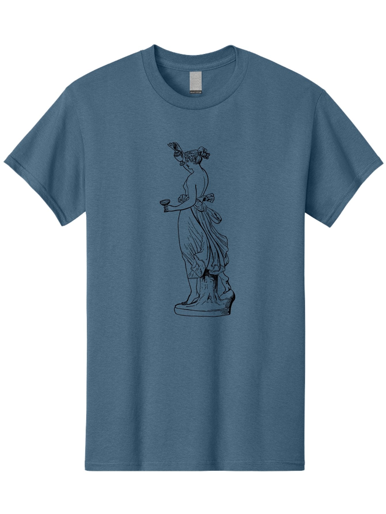 Statue-Of-Goddess Men'S Graphic Tee, 100% Cotton, Comfortable Casual Summer Wear, Machine Washable, Goddess Statue, Black Ink Drawing, Classical Attire, Flowing Robes, Ancient Deity, Figurative Art, Mythological Figure, Artistic Sketch, -  Aaa566 9