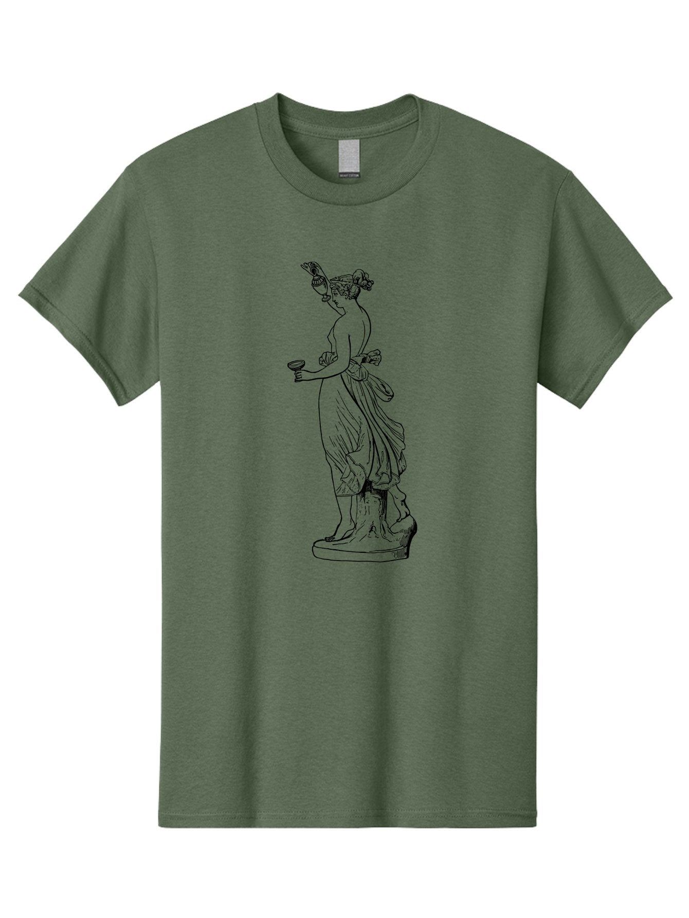 Statue-Of-Goddess Men'S Graphic Tee, 100% Cotton, Comfortable Casual Summer Wear, Machine Washable, Goddess Statue, Black Ink Drawing, Classical Attire, Flowing Robes, Ancient Deity, Figurative Art, Mythological Figure, Artistic Sketch, -  Aaa566 15