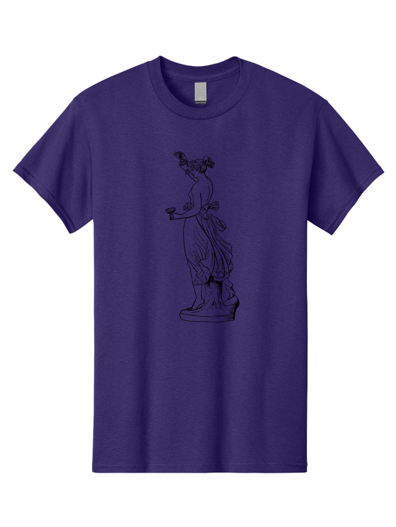 Statue-Of-Goddess Men'S Graphic Tee, 100% Cotton, Comfortable Casual Summer Wear, Machine Washable, Goddess Statue, Black Ink Drawing, Classical Attire, Flowing Robes, Ancient Deity, Figurative Art, Mythological Figure, Artistic Sketch, -  Aaa566 3
