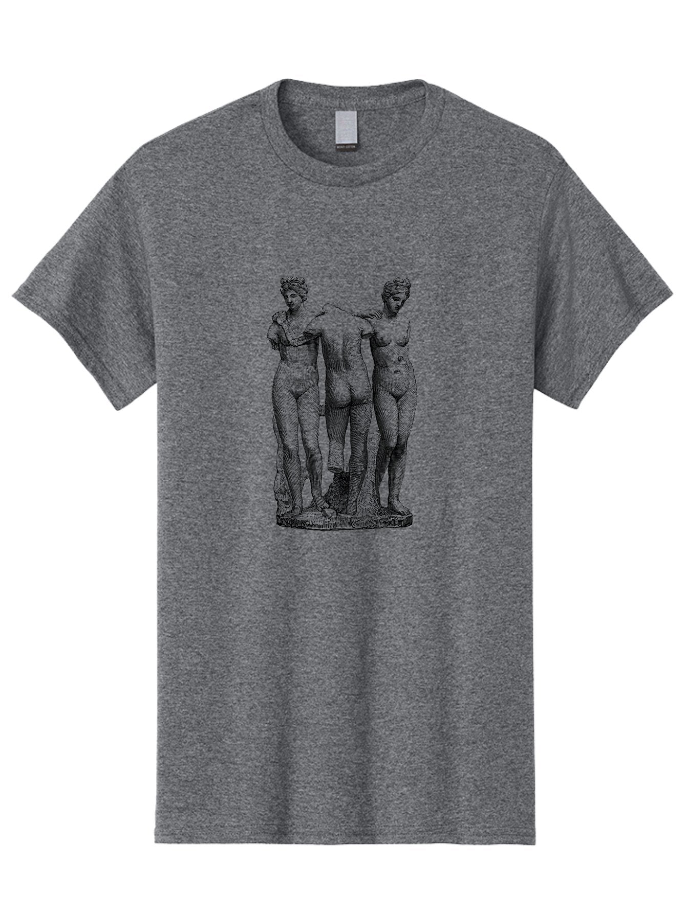 Three-Figures-Statue Men'S Graphic Tee, 100% Cotton, Comfortable Casual Summer Wear, Machine Washable, Nude Figures, Classical Art, Human Body, Sculpture, Greek Mythology, Sensuality, Elegance, Artistry, Figurative Art, Beauty, -  Aaa567 19
