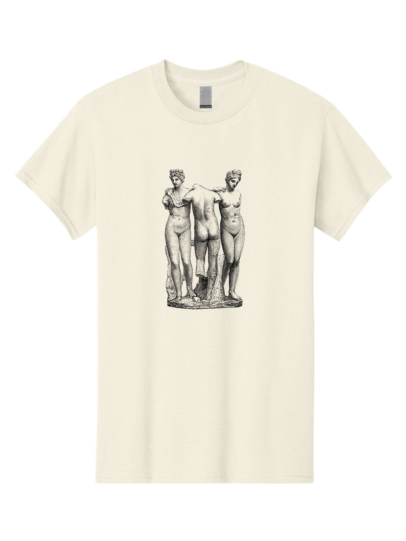 Three-Figures-Statue Men'S Graphic Tee, 100% Cotton, Comfortable Casual Summer Wear, Machine Washable, Nude Figures, Classical Art, Human Body, Sculpture, Greek Mythology, Sensuality, Elegance, Artistry, Figurative Art, Beauty, -  Aaa567 11