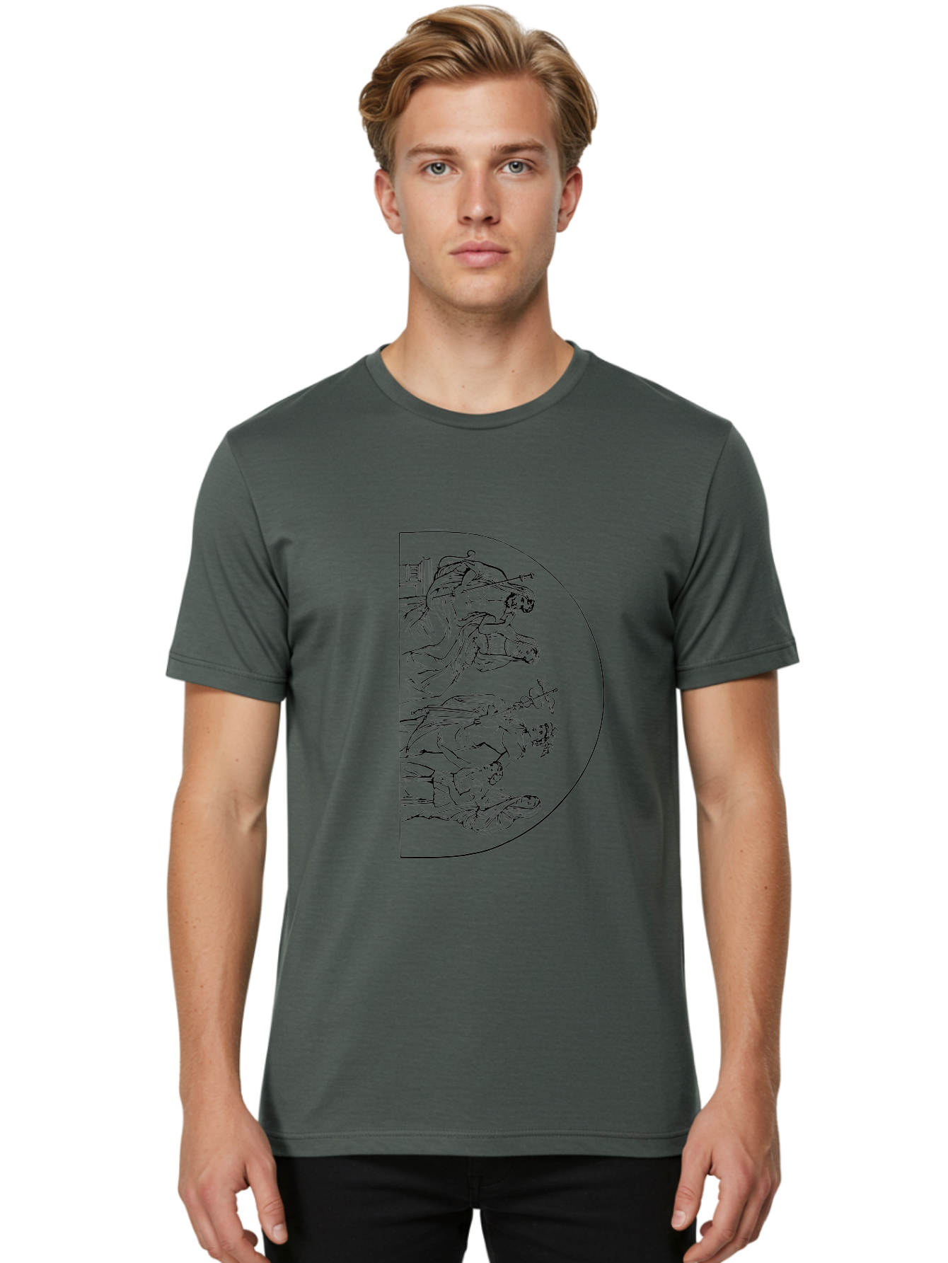 Three-Horsemen Men'S Graphic Tee, 100% Cotton, Comfortable Casual Summer Wear, Machine Washable, Pac-Man Ghost Character, Classic Arcade Game, Video Game Nostalgia, Retro Gaming, Iconic Characters, Gaming Culture, Pop Culture Icon, -  Aaa568