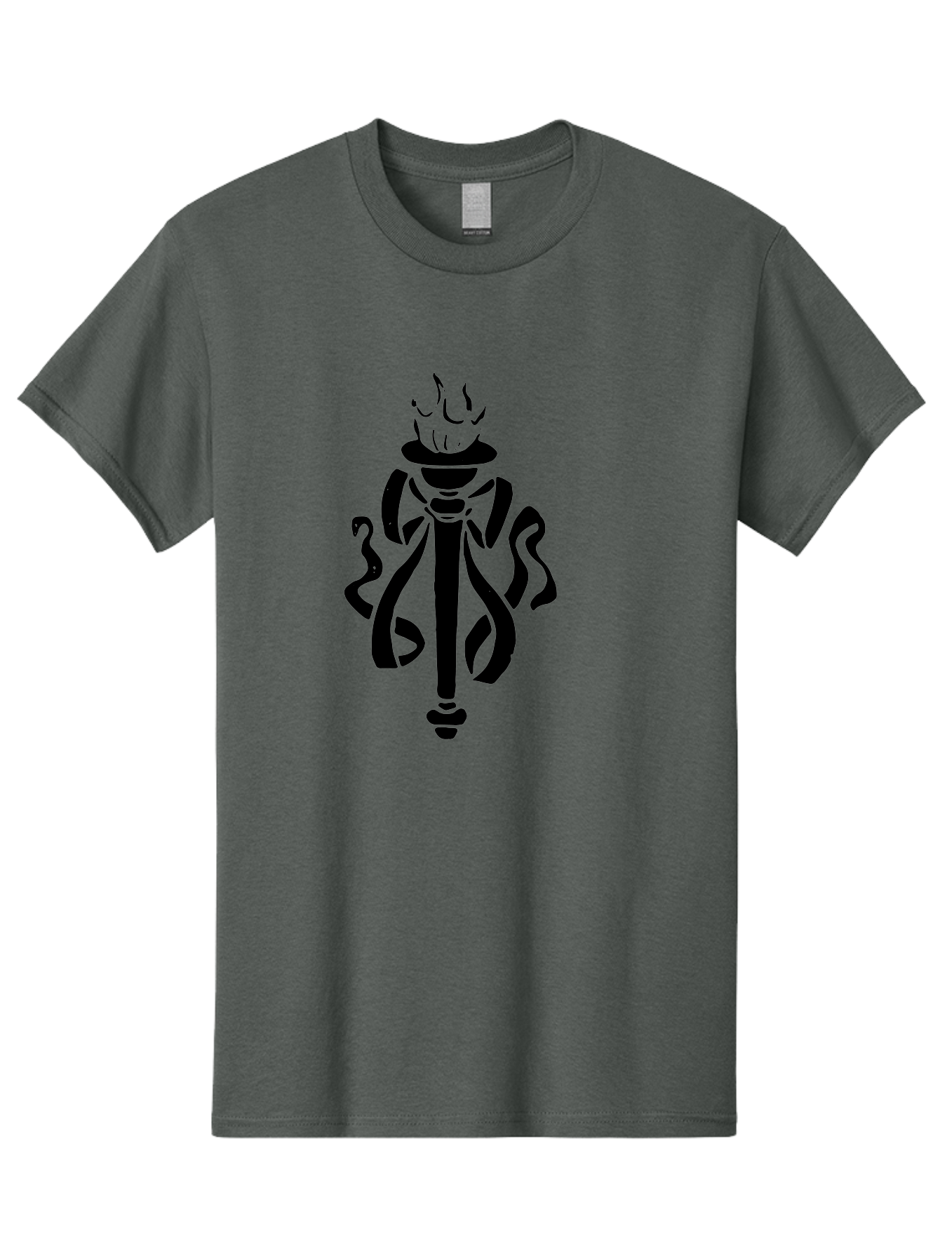 Torch Men'S Graphic Tee, 100% Cotton, Comfortable Casual Summer Wear, Machine Washable, Torch With Flame, Abstract Art, Stylized Design, Freedom Symbol, Liberty Torch, Olympic Torch, Fire Symbol, Artistic Expression, Symbolic Imagery, -  Aaa569 3