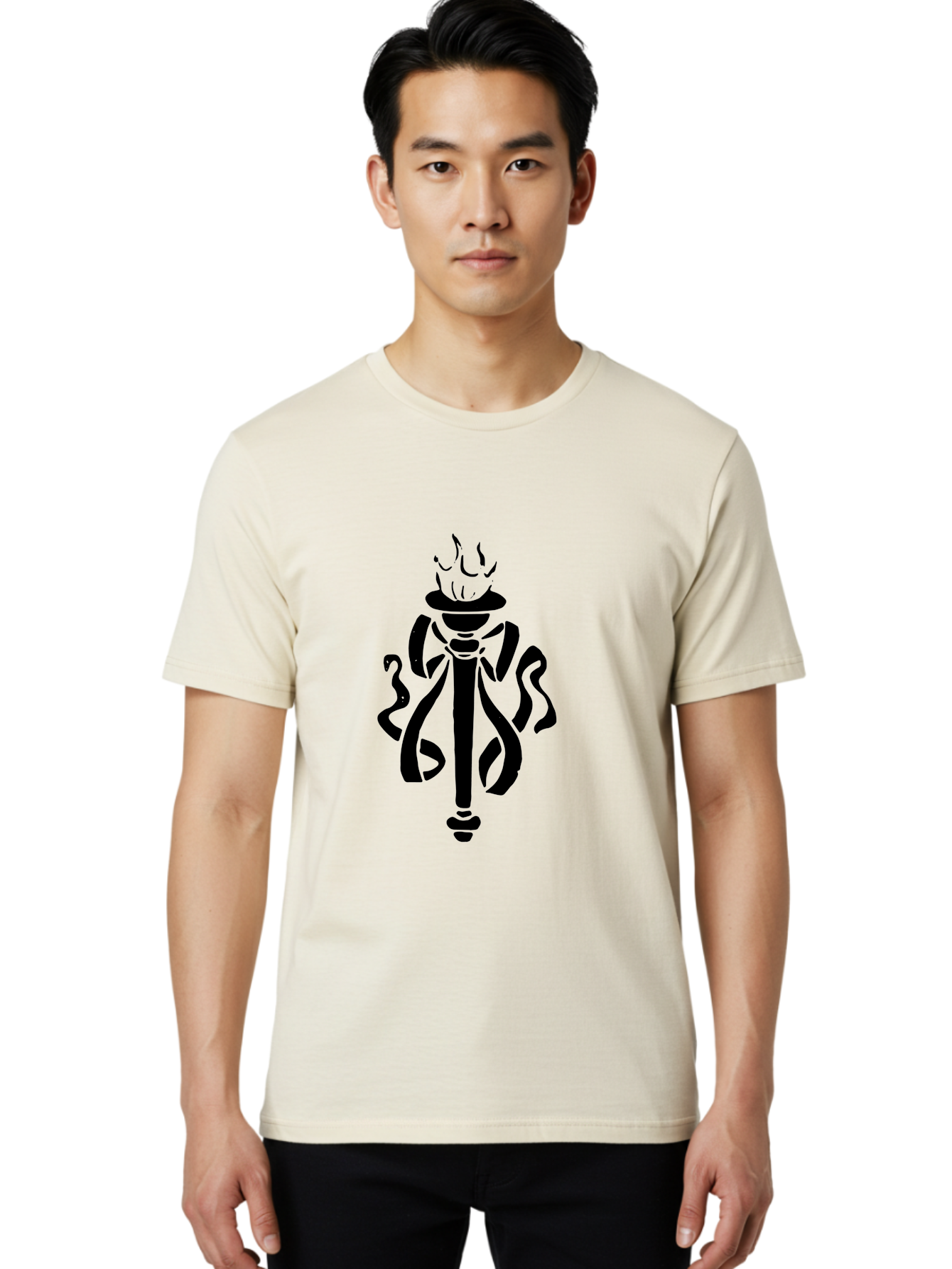 Torch Men'S Graphic Tee, 100% Cotton, Comfortable Casual Summer Wear, Machine Washable, Torch With Flame, Abstract Art, Stylized Design, Freedom Symbol, Liberty Torch, Olympic Torch, Fire Symbol, Artistic Expression, Symbolic Imagery, -  Aaa569 18