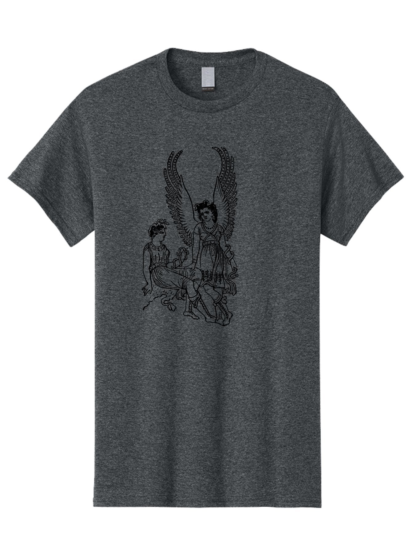 Victory-And-Man Men'S Graphic Tee, 100% Cotton, Comfortable Casual Summer Wear, Machine Washable, Angel With Wings, Woman Sitting, Flowing Robes, Ancient Mythology, Mysterious Scene, Spiritual Being, Divine Presence, Symbolic Art -  Aaa570 17