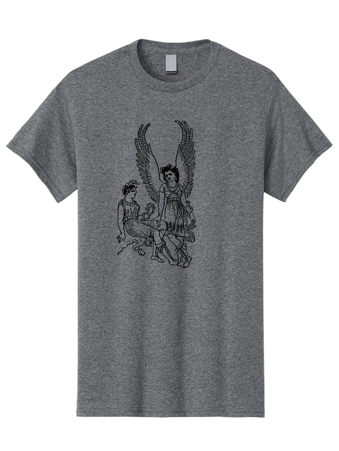 Victory-And-Man Men'S Graphic Tee, 100% Cotton, Comfortable Casual Summer Wear, Machine Washable, Angel With Wings, Woman Sitting, Flowing Robes, Ancient Mythology, Mysterious Scene, Spiritual Being, Divine Presence, Symbolic Art -  Aaa570 29