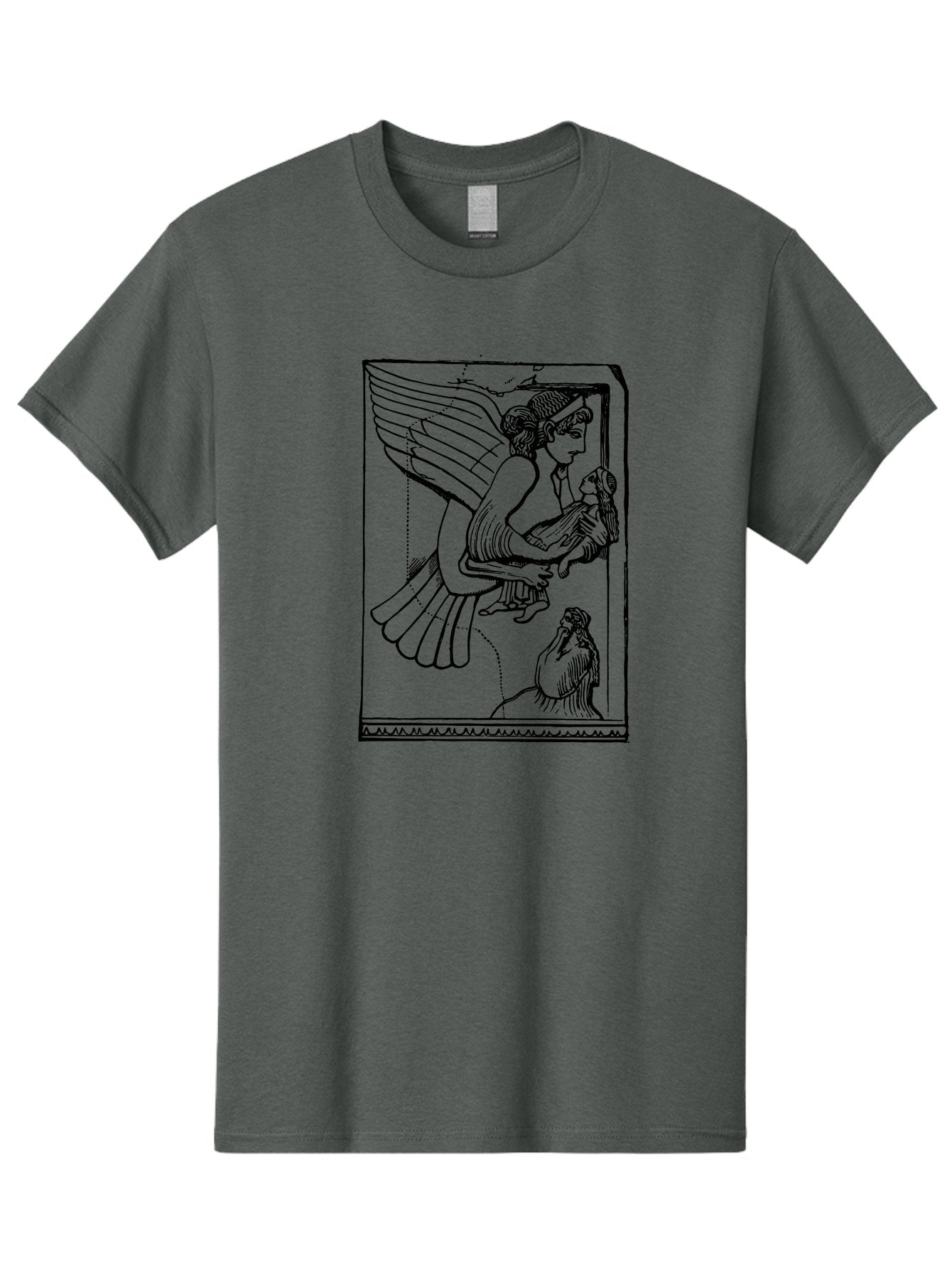 Winged-Goddess-With-Bird Men'S Graphic Tee, 100% Cotton, Comfortable Casual Summer Wear, Machine Washable, Winged Goddess Offering Dove, Ancient Greek Art, Mythological Figure, Dove Symbolism, Angelic Being, Classical Mythology, -  Aaa571 23