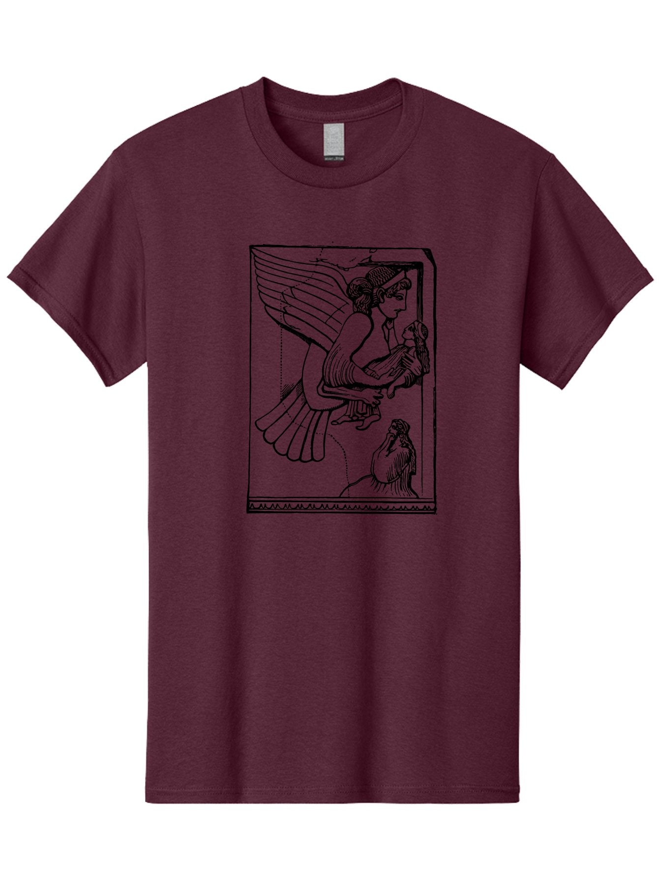 Winged-Goddess-With-Bird Men'S Graphic Tee, 100% Cotton, Comfortable Casual Summer Wear, Machine Washable, Winged Goddess Offering Dove, Ancient Greek Art, Mythological Figure, Dove Symbolism, Angelic Being, Classical Mythology, -  Aaa571 15