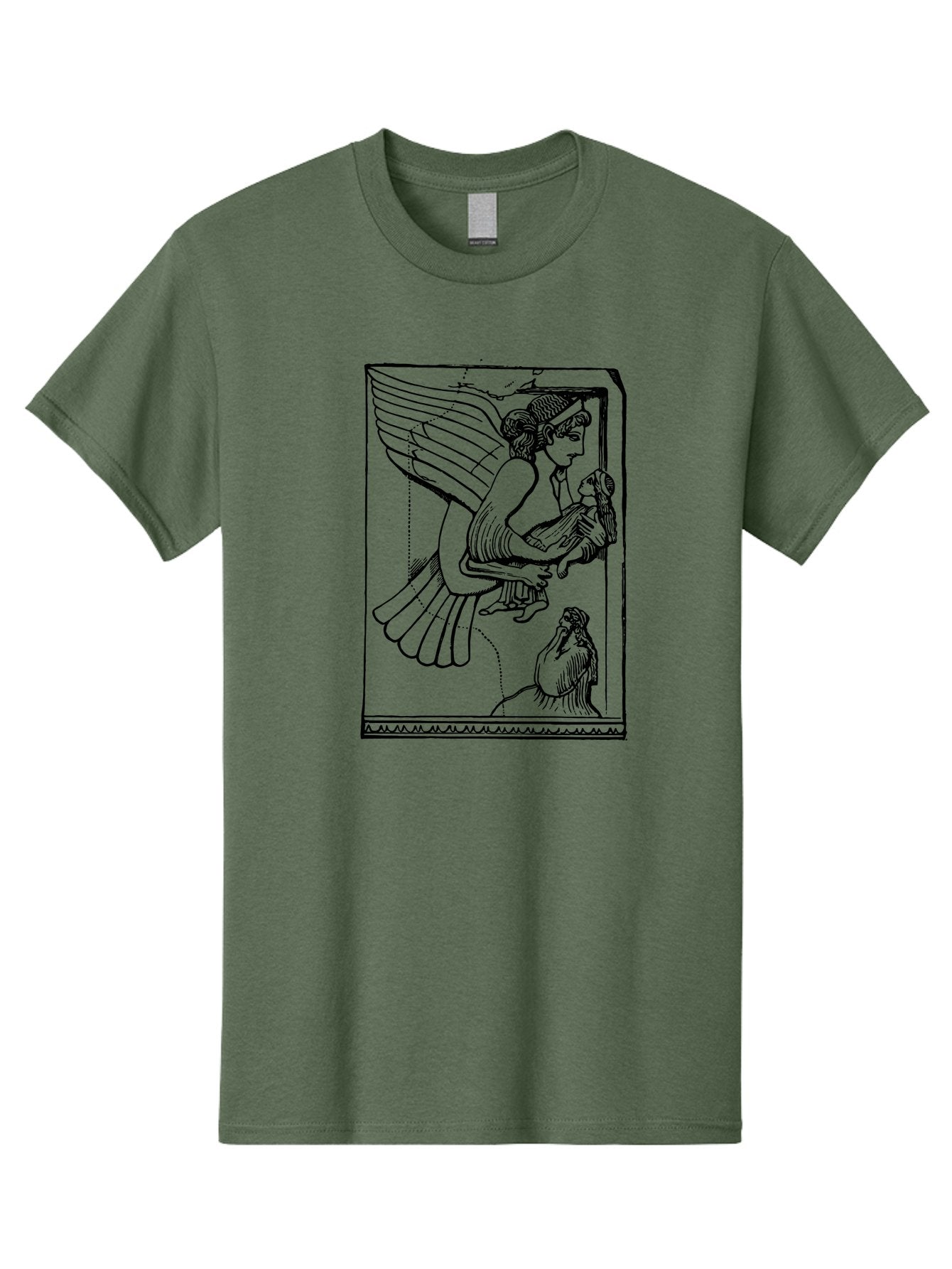 Winged-Goddess-With-Bird Men'S Graphic Tee, 100% Cotton, Comfortable Casual Summer Wear, Machine Washable, Winged Goddess Offering Dove, Ancient Greek Art, Mythological Figure, Dove Symbolism, Angelic Being, Classical Mythology, -  Aaa571 29