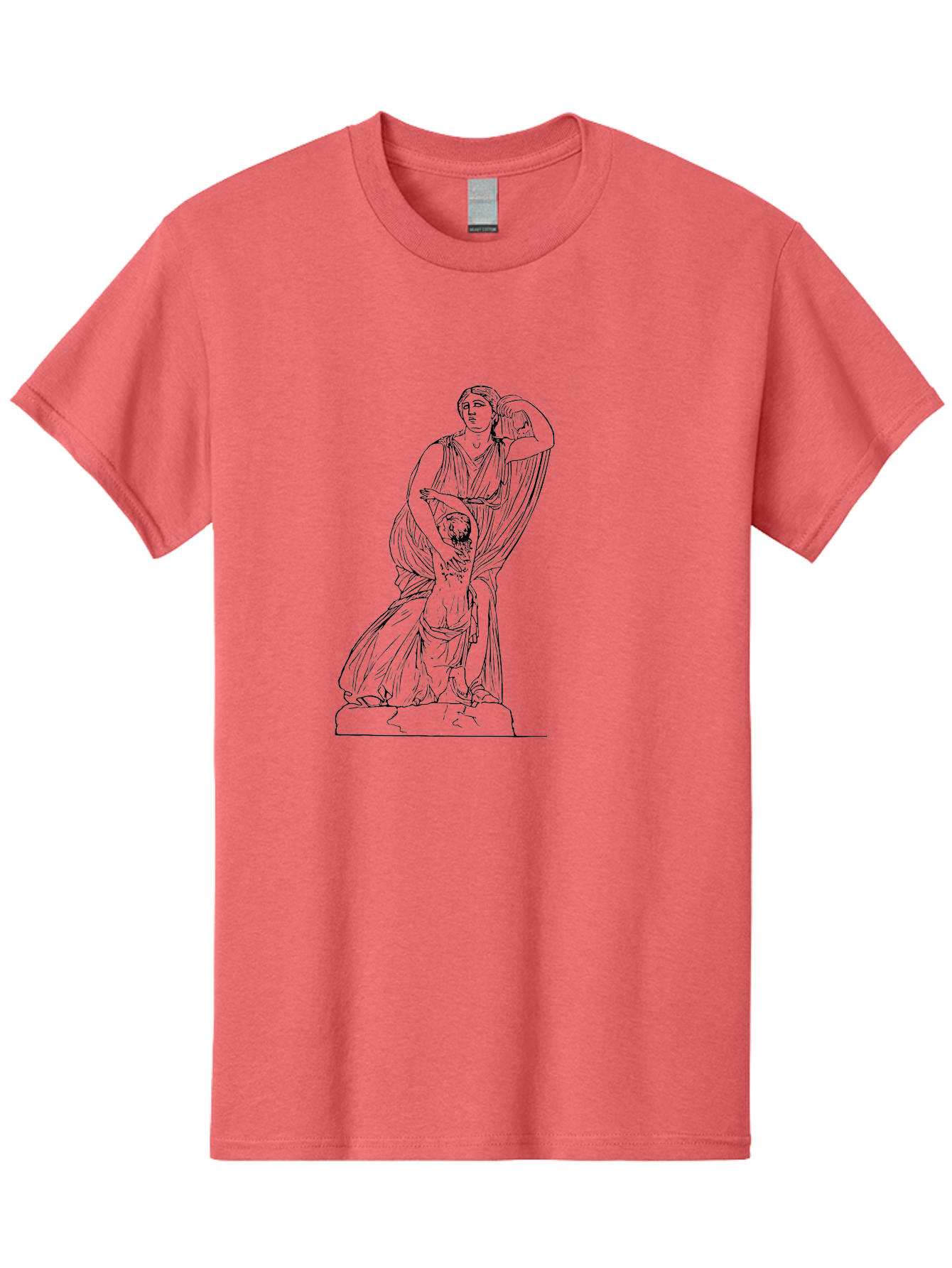 Woman-And-Child-Statue Men'S Graphic Tee, 100% Cotton, Comfortable Casual Summer Wear, Machine Washable, Statue Of A Woman, Classical Art, Greek Or Roman Sculpture, Mother And Child, Flowing Robes, Serene Expression, Iconic Artwork, -  Aaa572 3